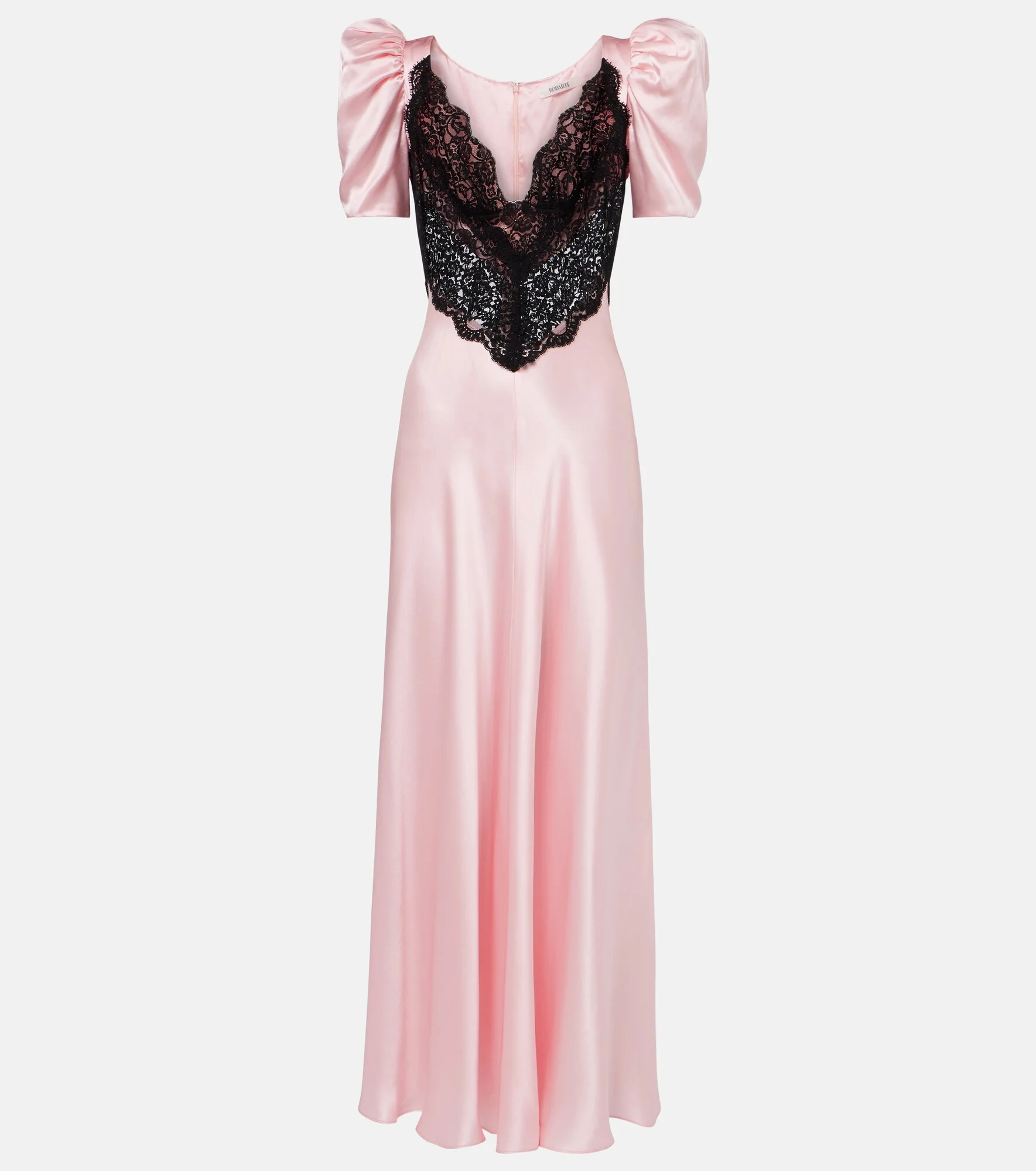 Lace-trimmed silk cocktail dress - 1