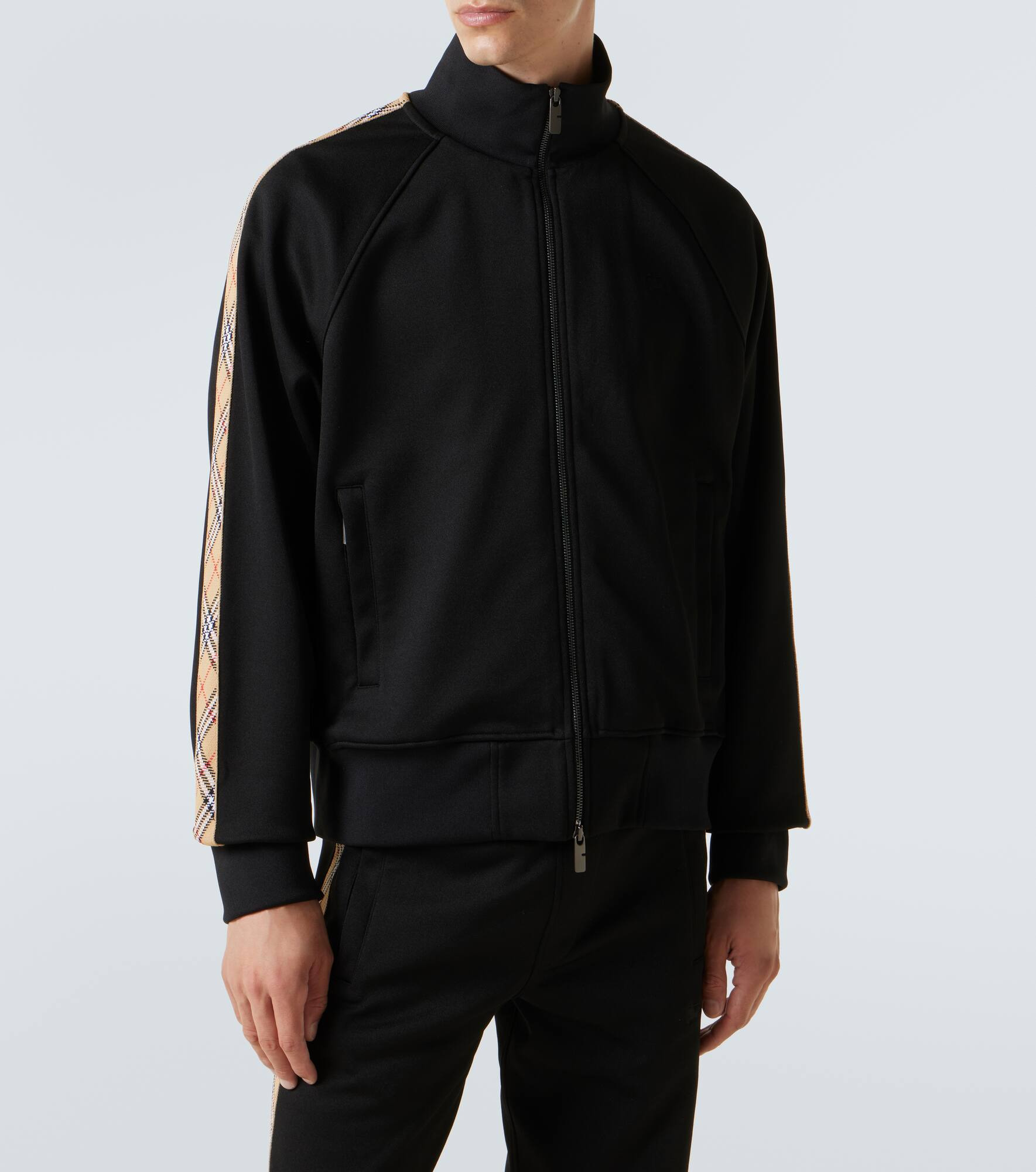 Burberry Check cotton-blend jersey track jacket - 3