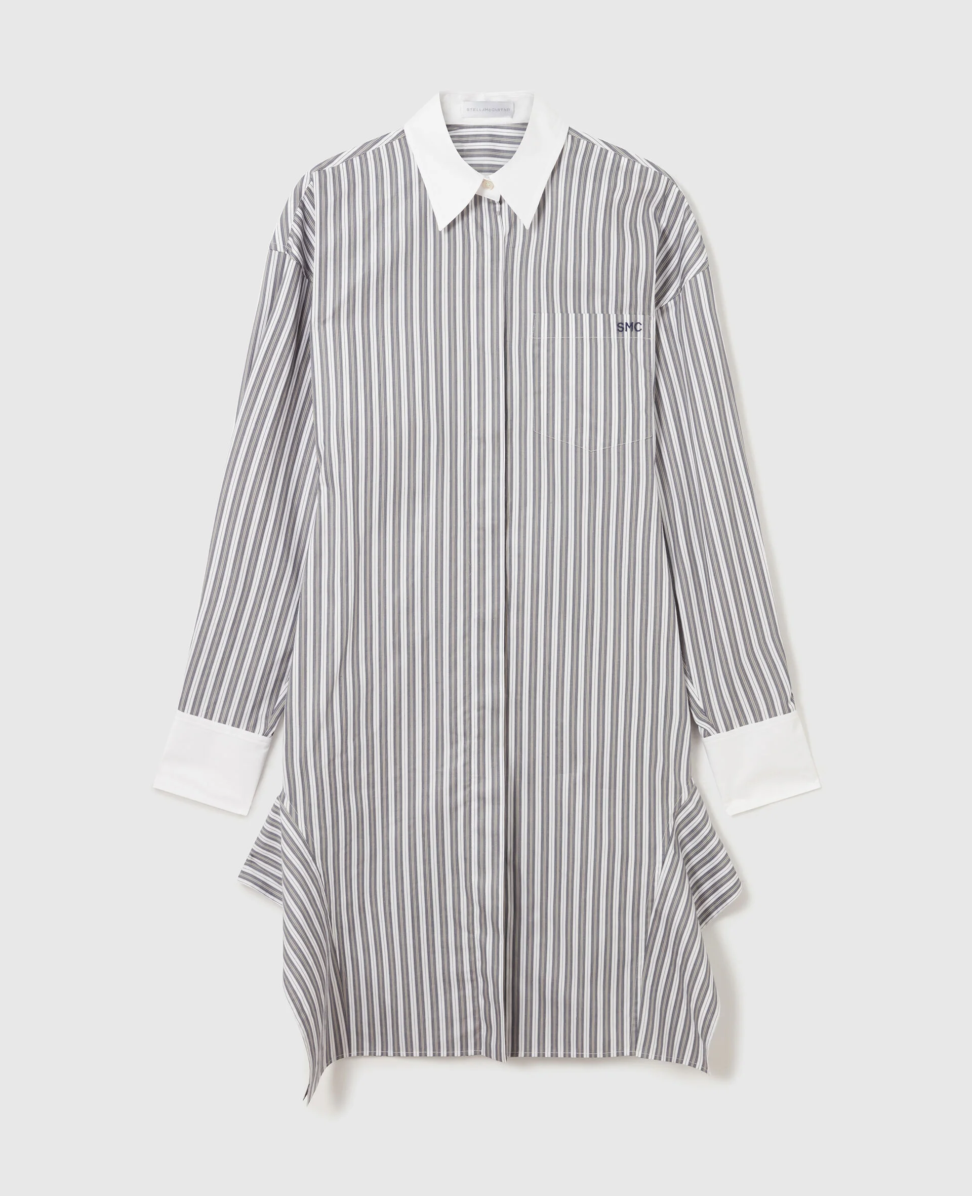 Long-Sleeve Pinstripe Shirt Dress - 1