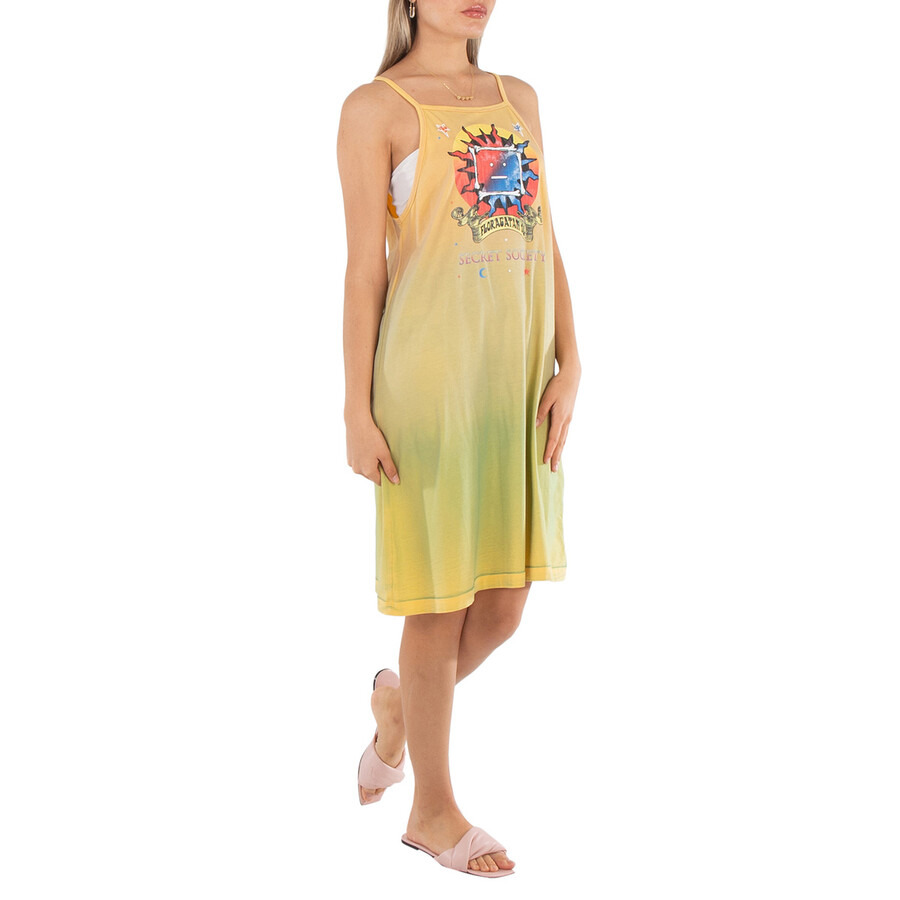 Acne Studios Ladies Yellow Brown Screen Print Dress - 2