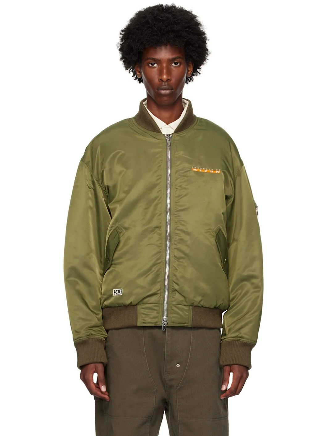 Khaki Embroidered Logo MA-1 Bomber Jacket - 1