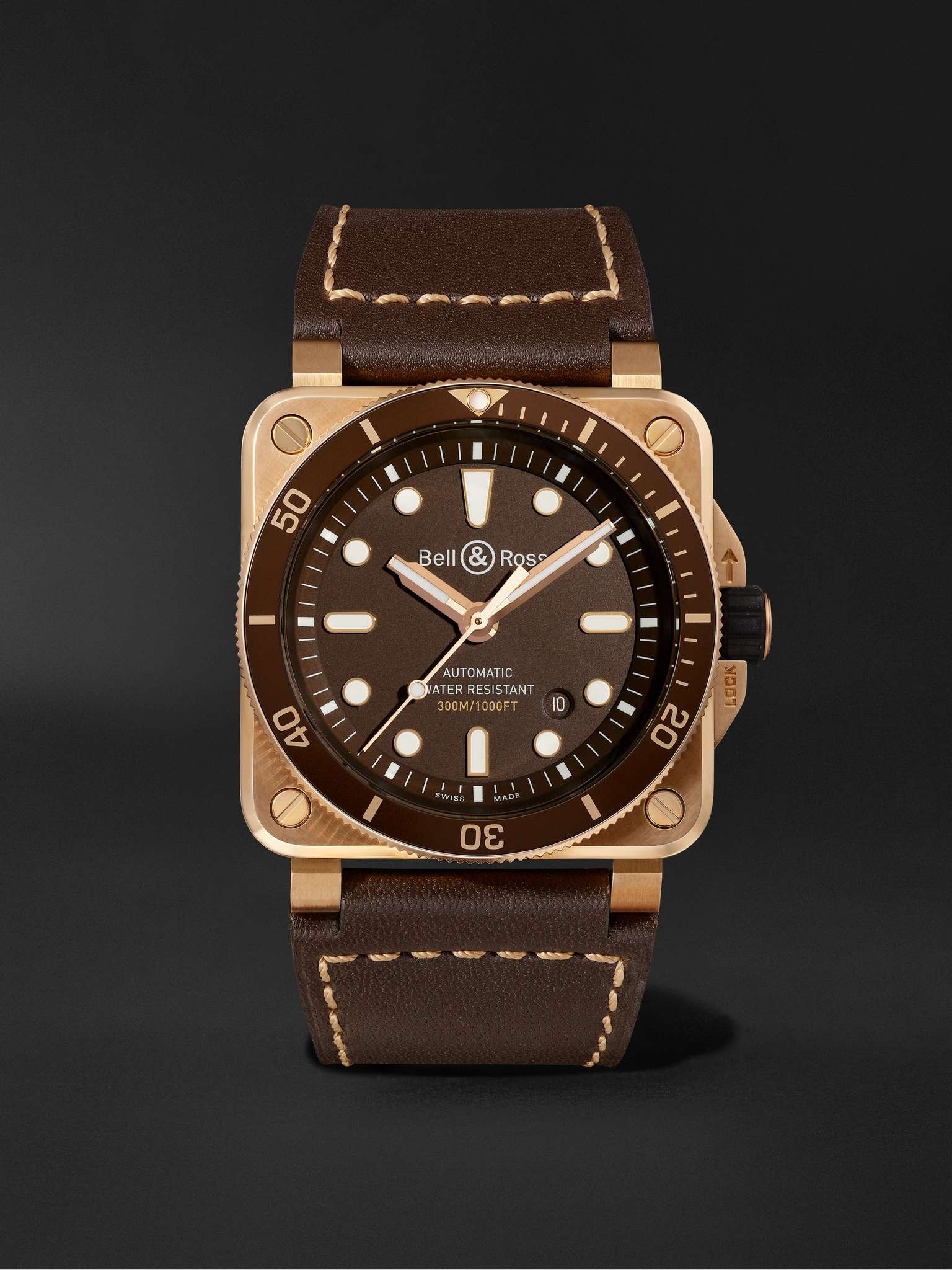 BR 03-92 Diver Limited Edition Automatic 42mm Bronze and Leather Watch, Ref.No R0392-D-BR-BR/SCA - 1