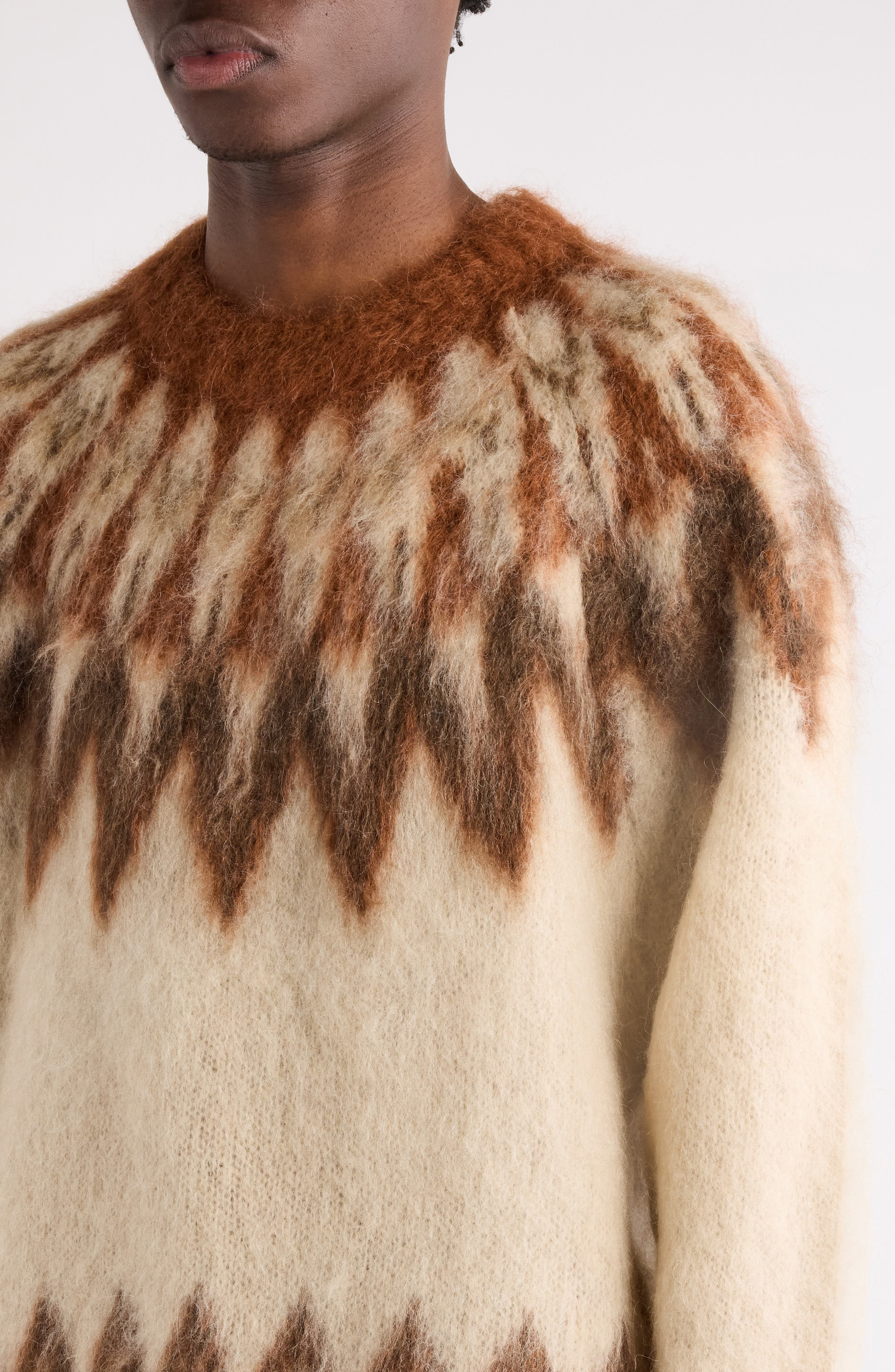 Isabel Marant Nicholas Oversize Fair Isle Mohair Blend Crewneck Sweater in Rust at Nordstrom - 5