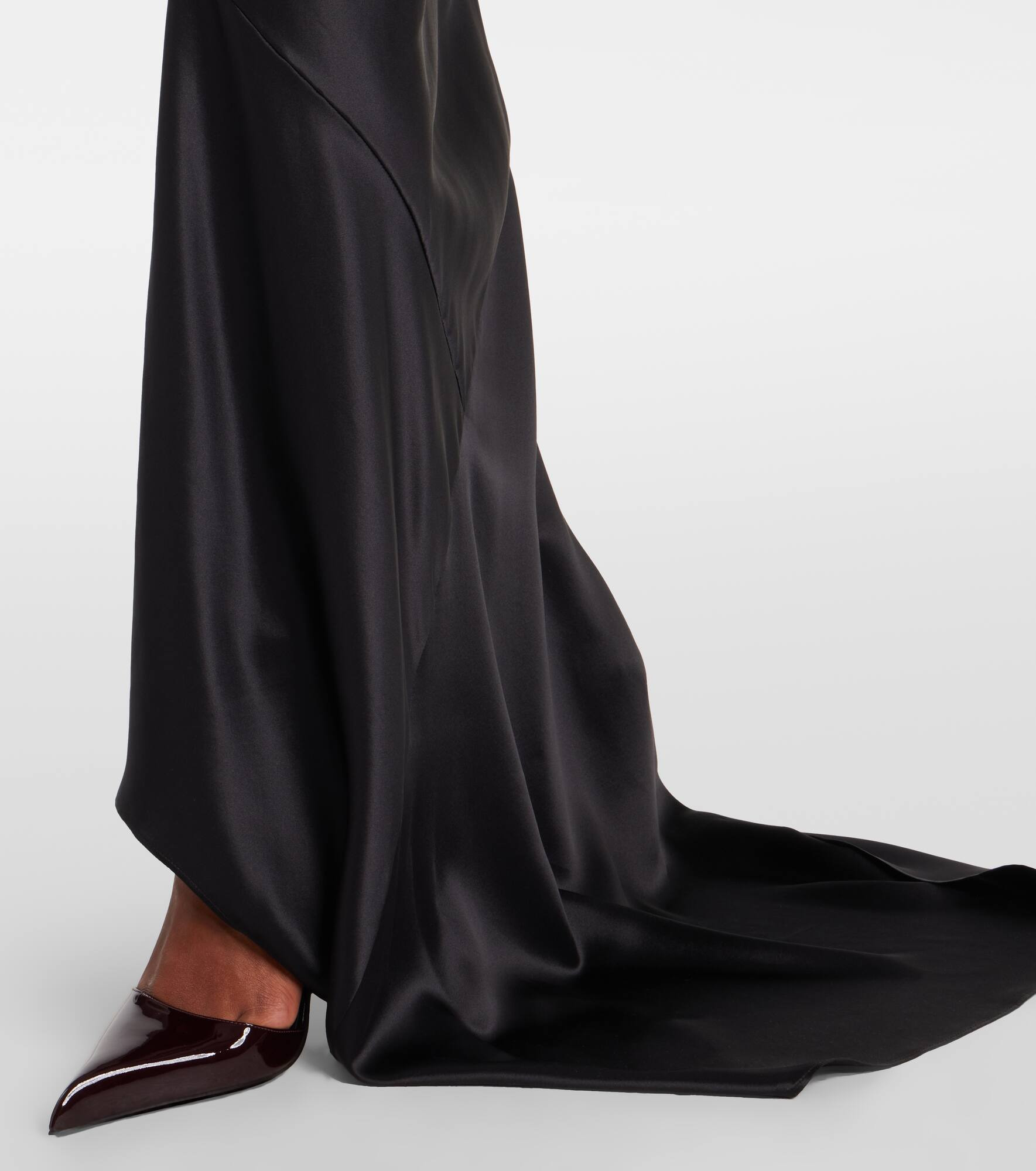 Asymmetric silk satin maxi skirt - 5