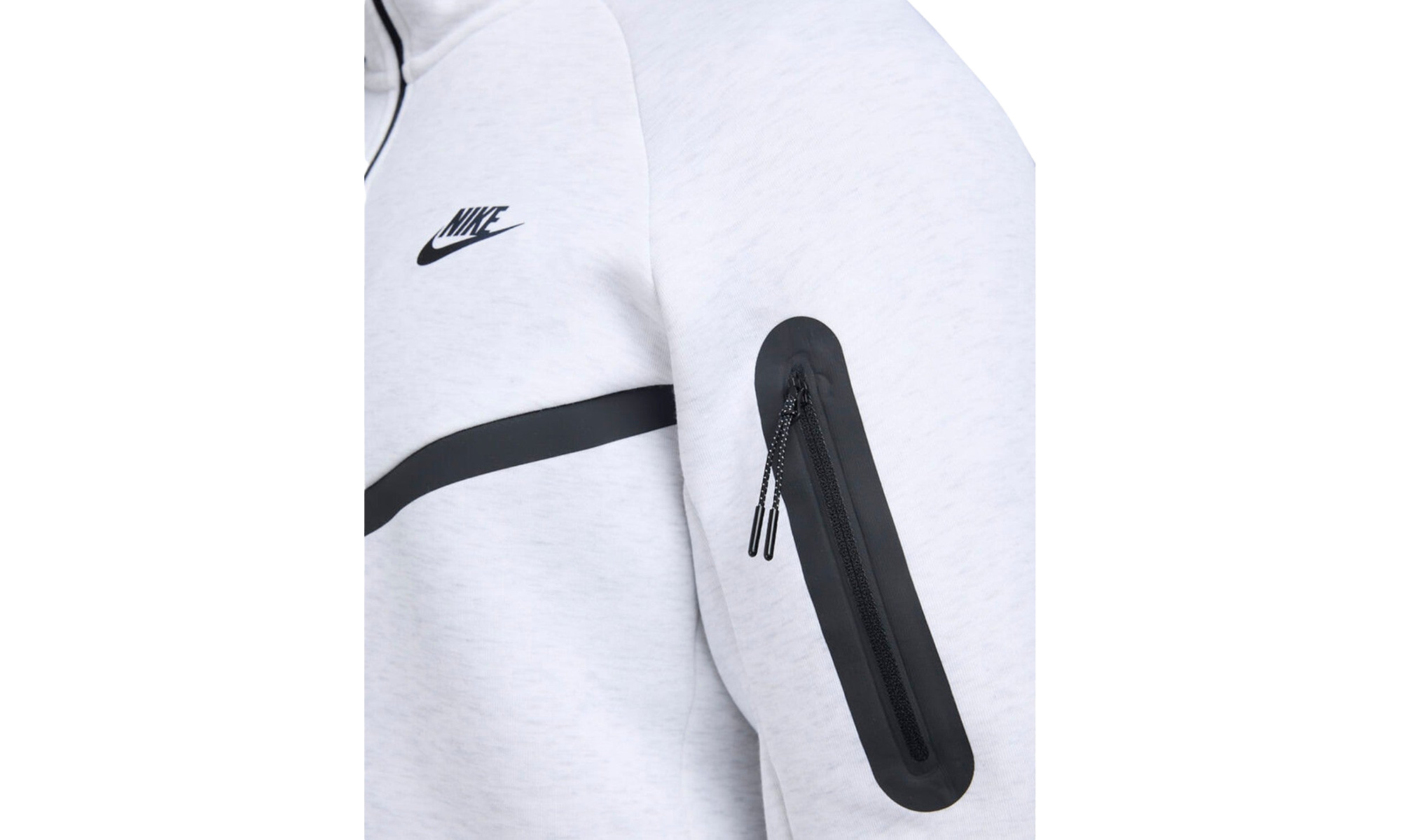 Tech Full-zip Fleece Windrunner Hoodie Mens Style "BIRCH HEATHER/BLACK" - 2