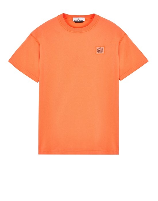 23757 GARMENT-DYED COTTON JERSEY 'FISSATO' TREATMENT ORANGE - 1