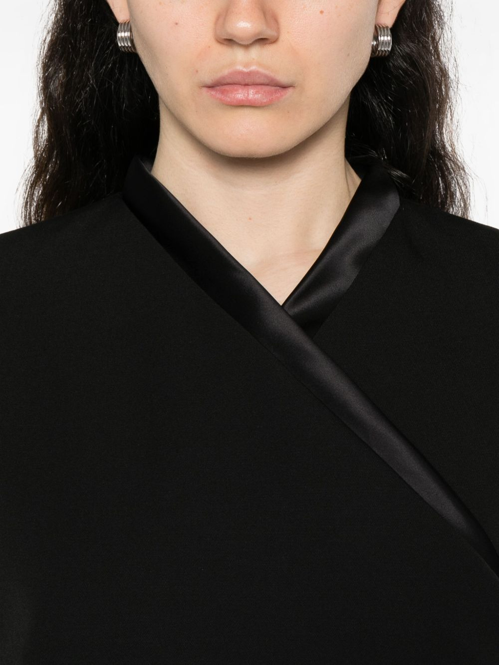 satin-trimmed wrap jacket - 5