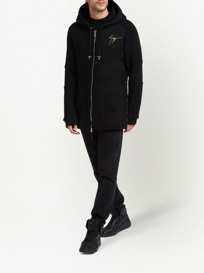 Giuseppe Zanotti zip-front shearling-trim hoodie outlook