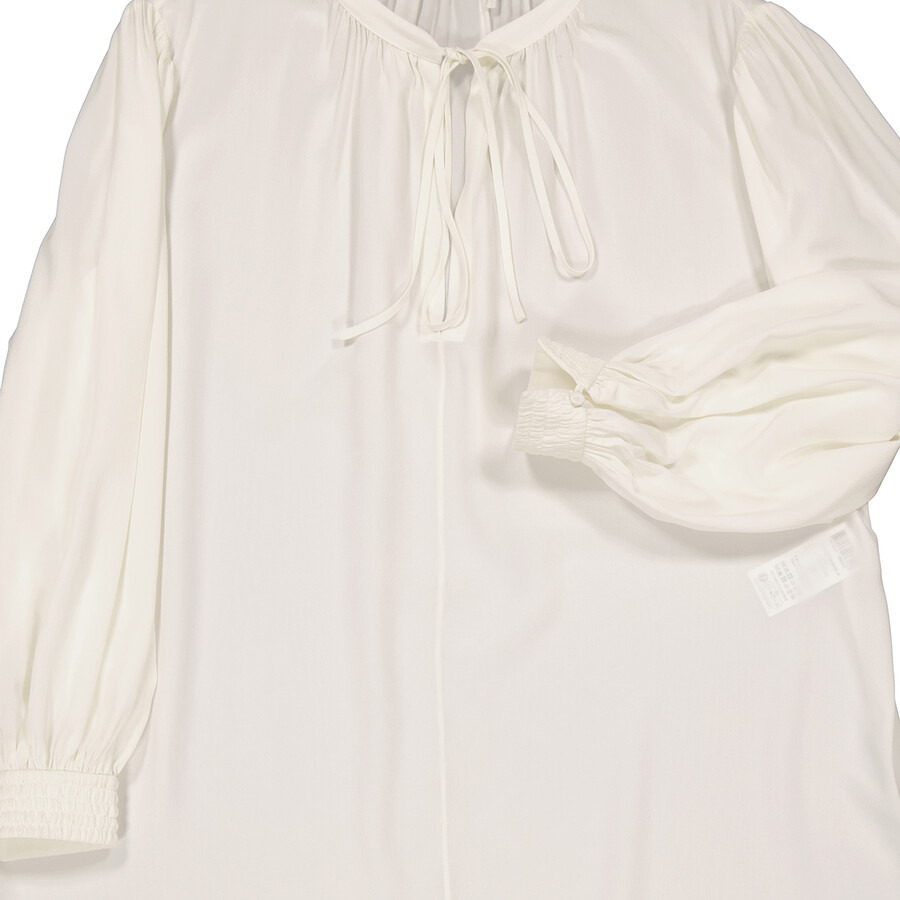 Chloe Ladies Buttercream Lavalliere-Neck Silk Blouse - 7