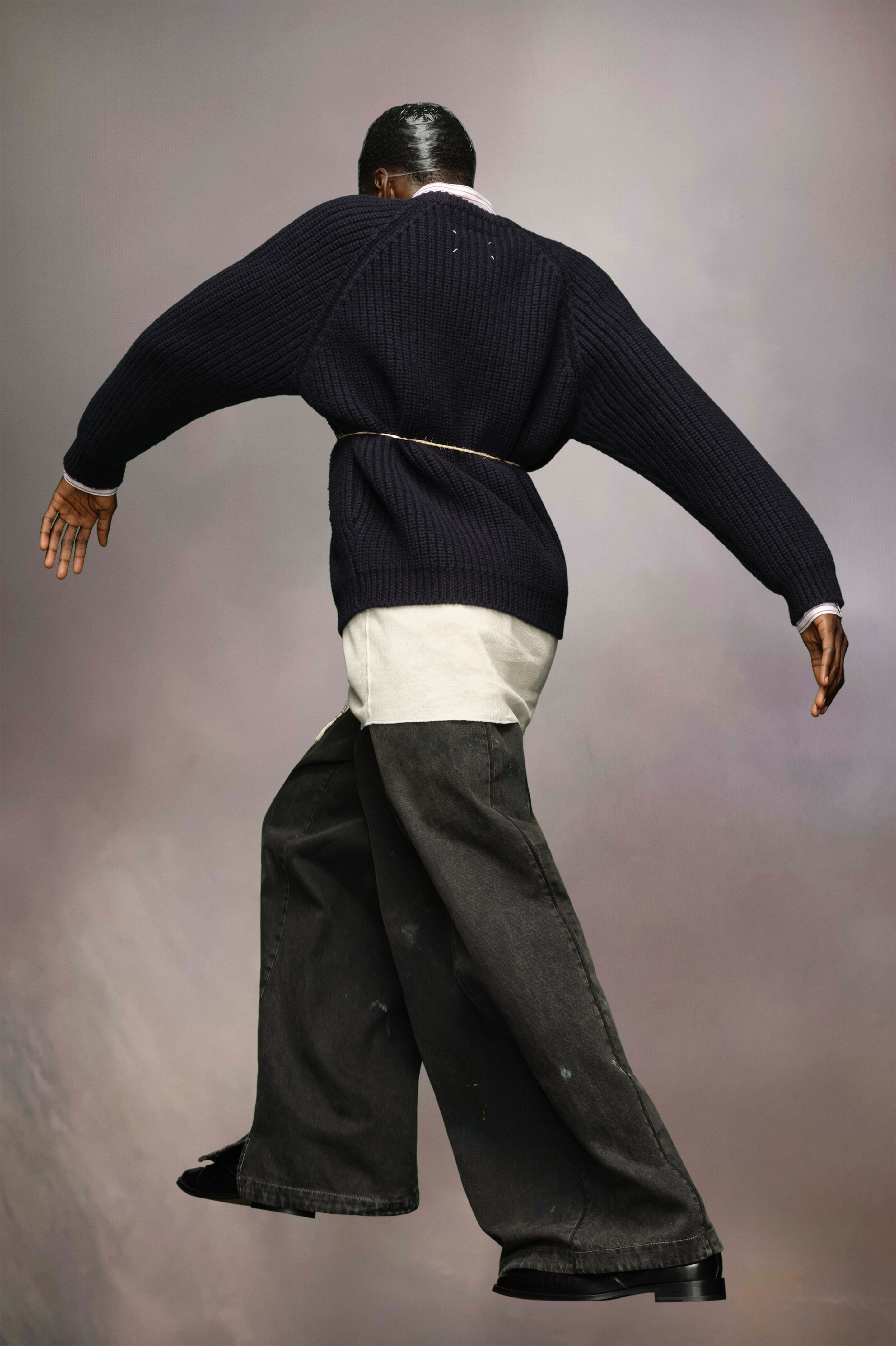 Twill pinstripe shirt sweater - 4