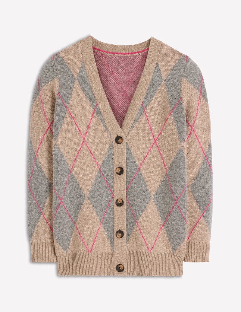 Quinn Boyfriend Cardigan-Neutral Argyle 8