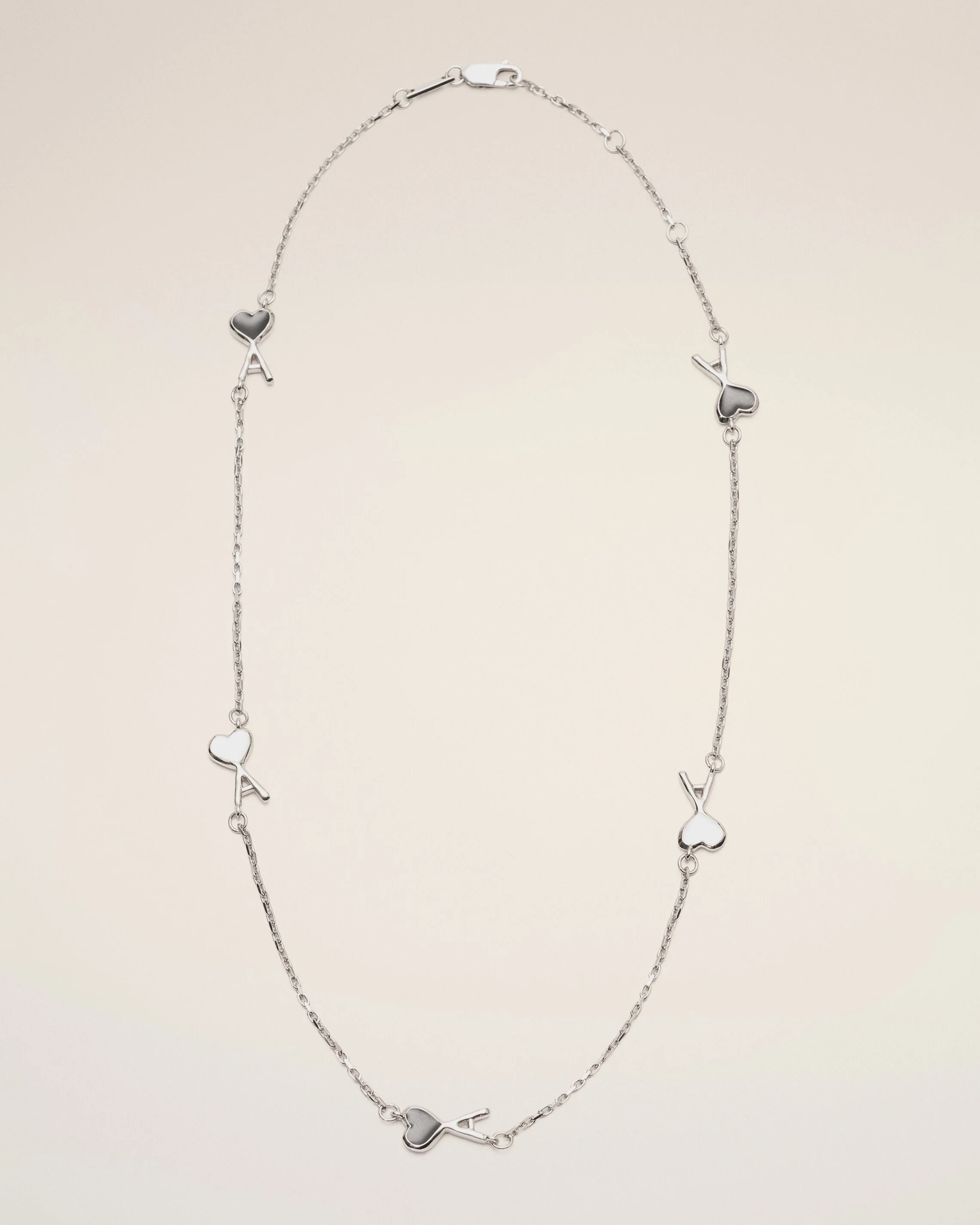 SILVER BRASS NECKLACE WITH HAMMERED AMI DE COEUR - 1