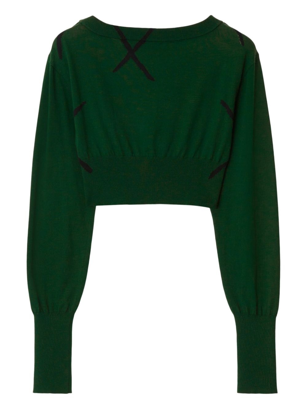 argyle fine-knit cropped jumper - 4