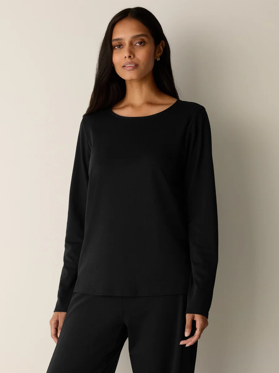 Organic Cotton Interlock Crew Neck Sleep Top - 1
