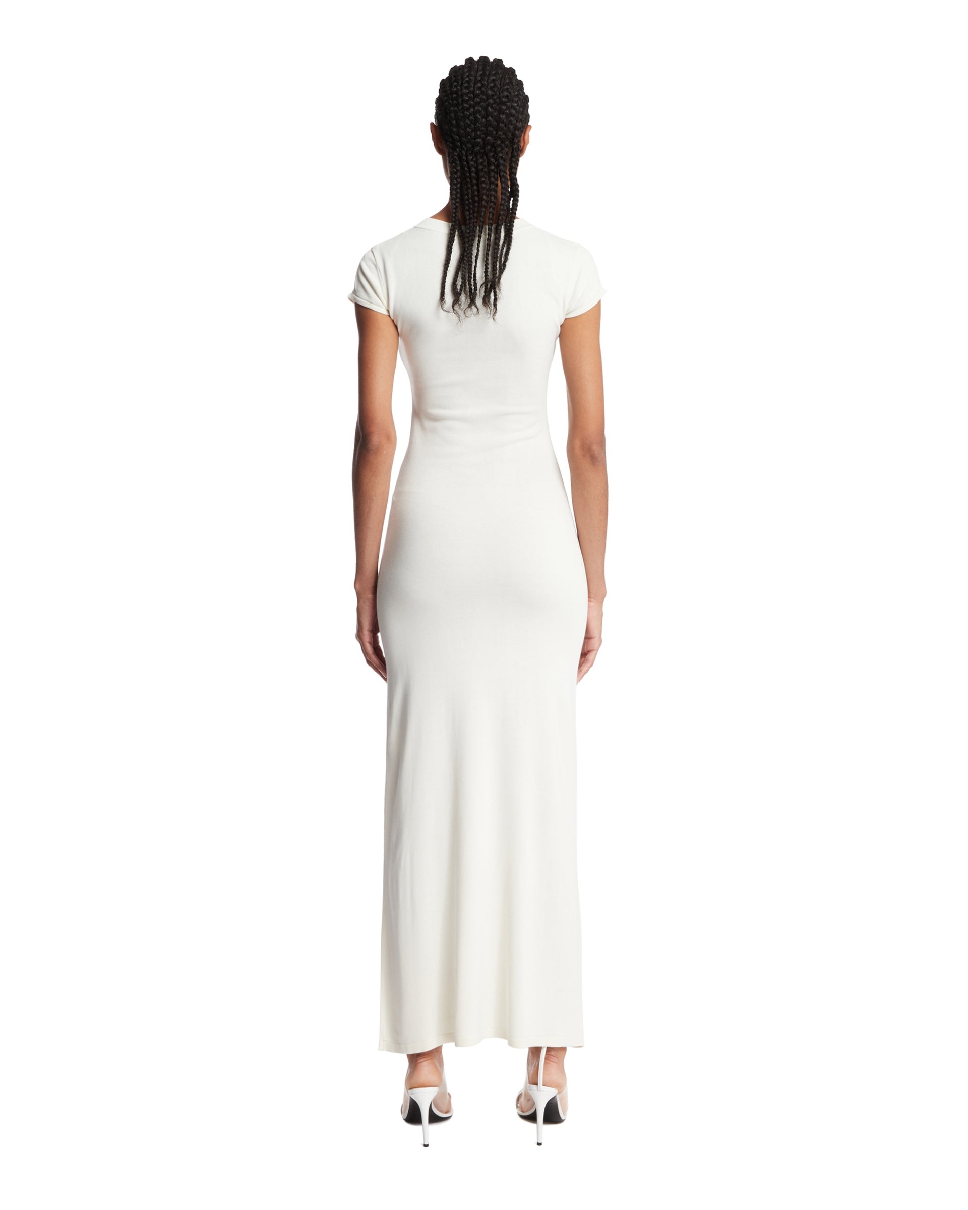 White Maxi Dress with Buttons - 3