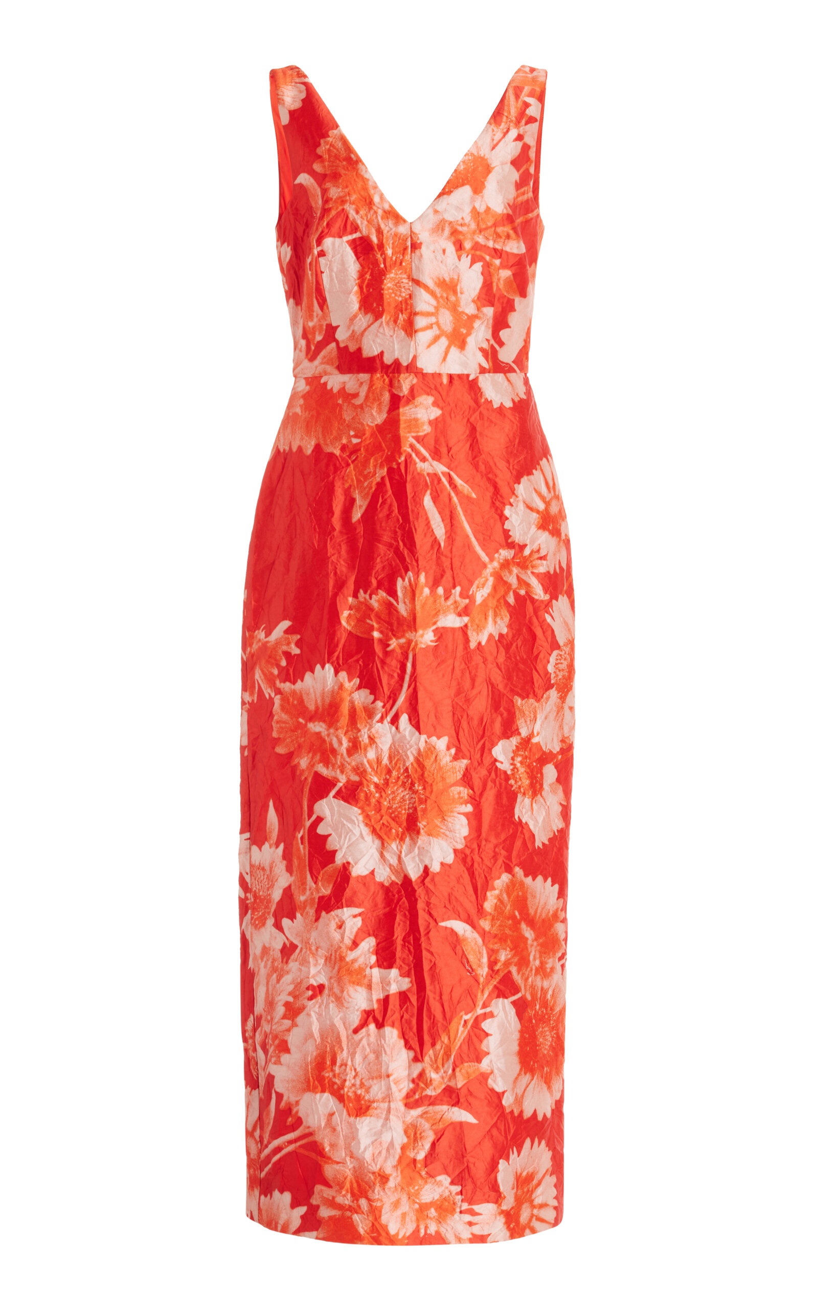 Crinkled Satin Midi Dress red - 1