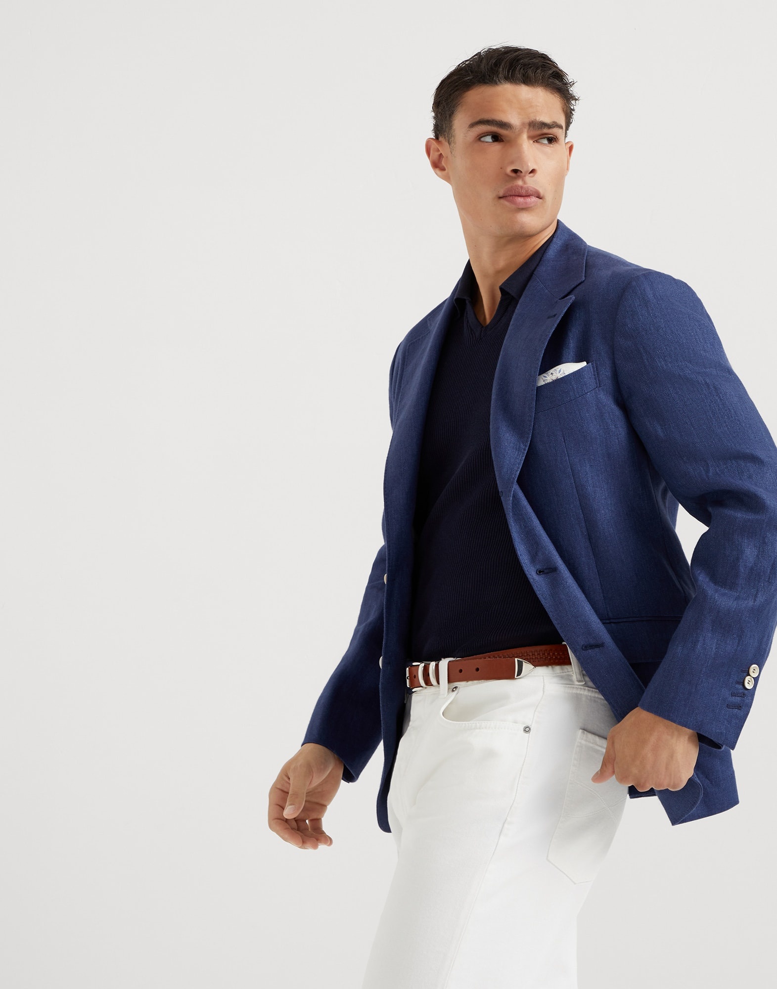 Linen chevron deconstructed Cavallo blazer - 4