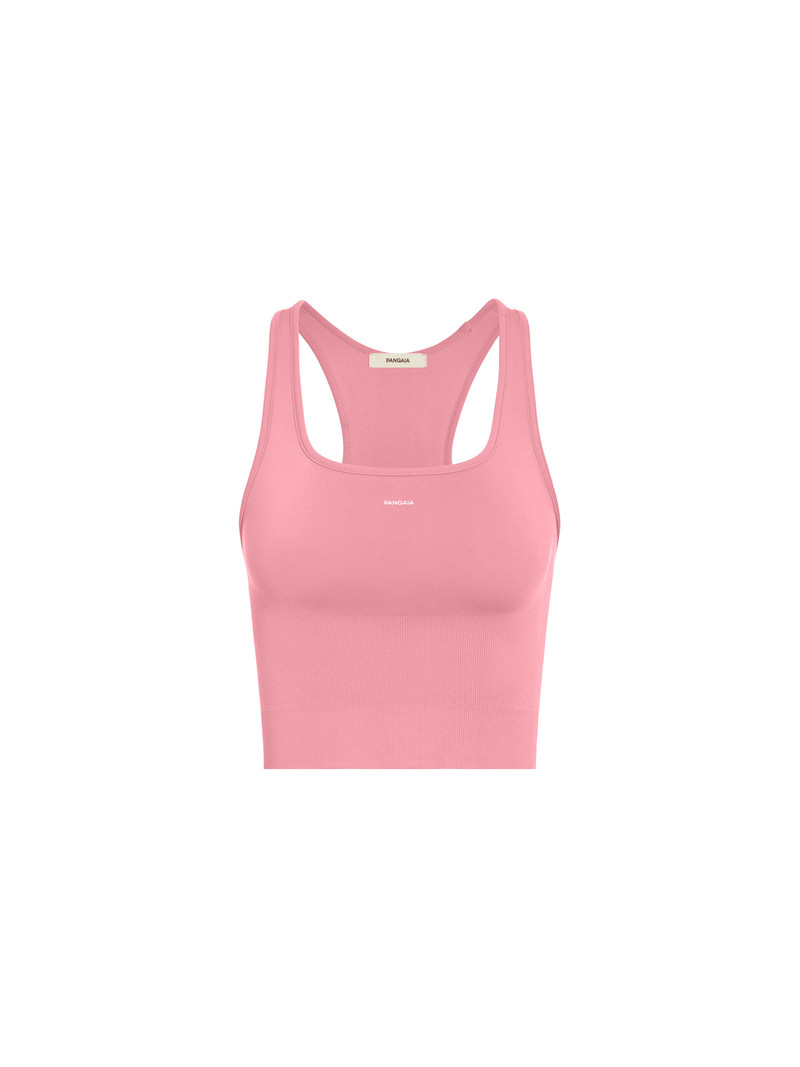 PANGAIA Womens Plant-Stretch Compressive Ribbed Tank Top - Dewy Rose outlook