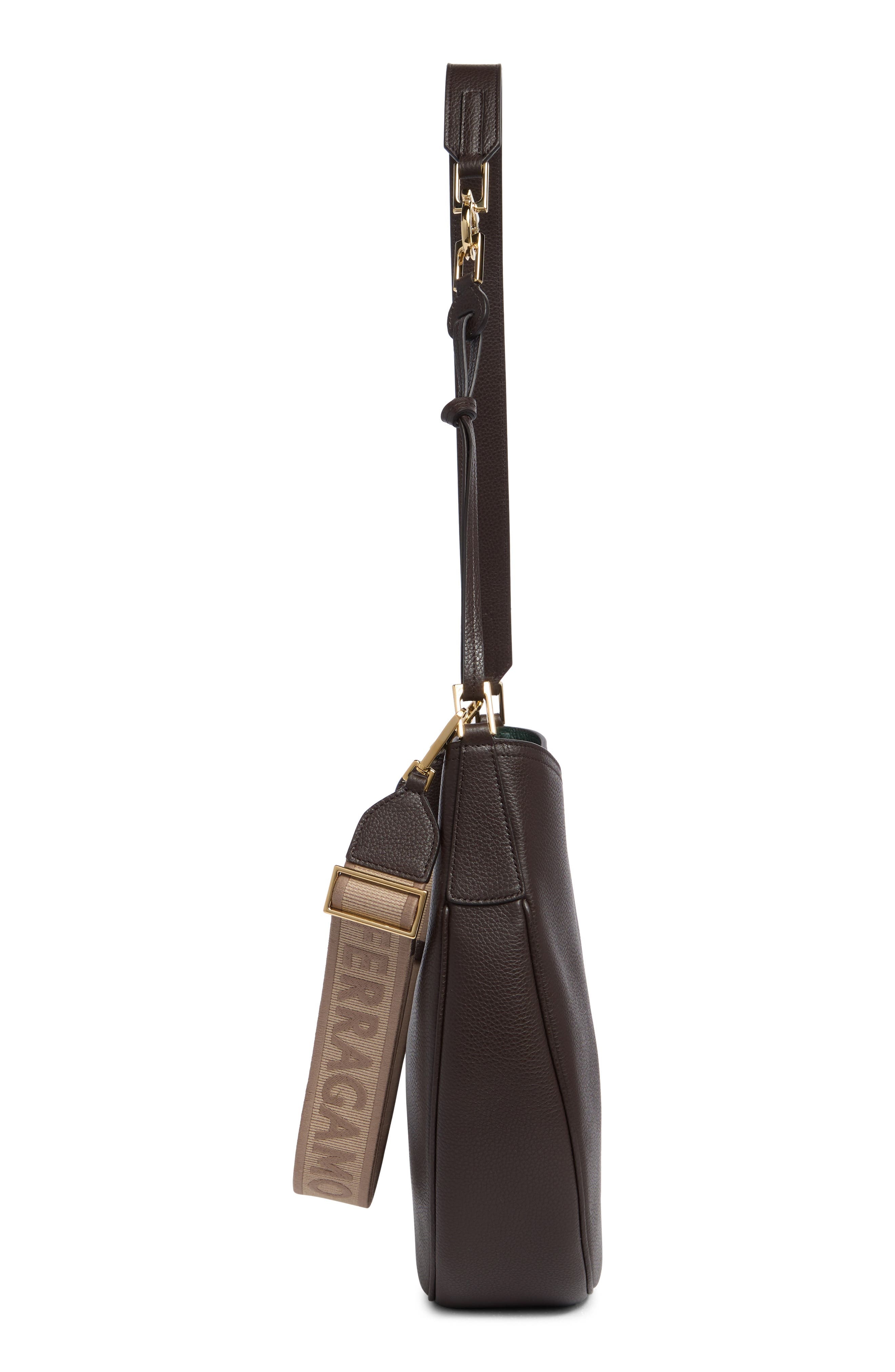 FERRAGAMO Medium Smile Leather Hobo Bag in Testa Di Moro/Moss at Nordstrom - 6