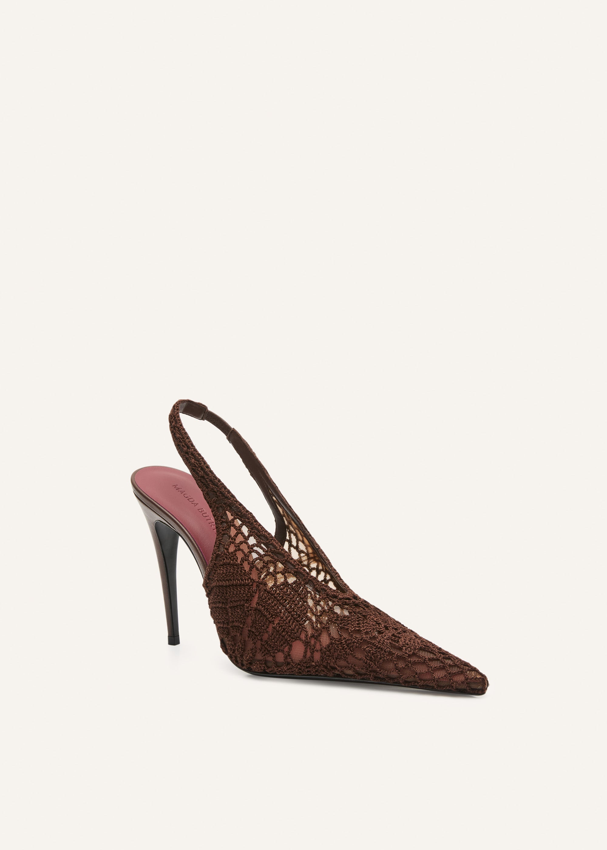 Slingback crochet heels in brown - 3