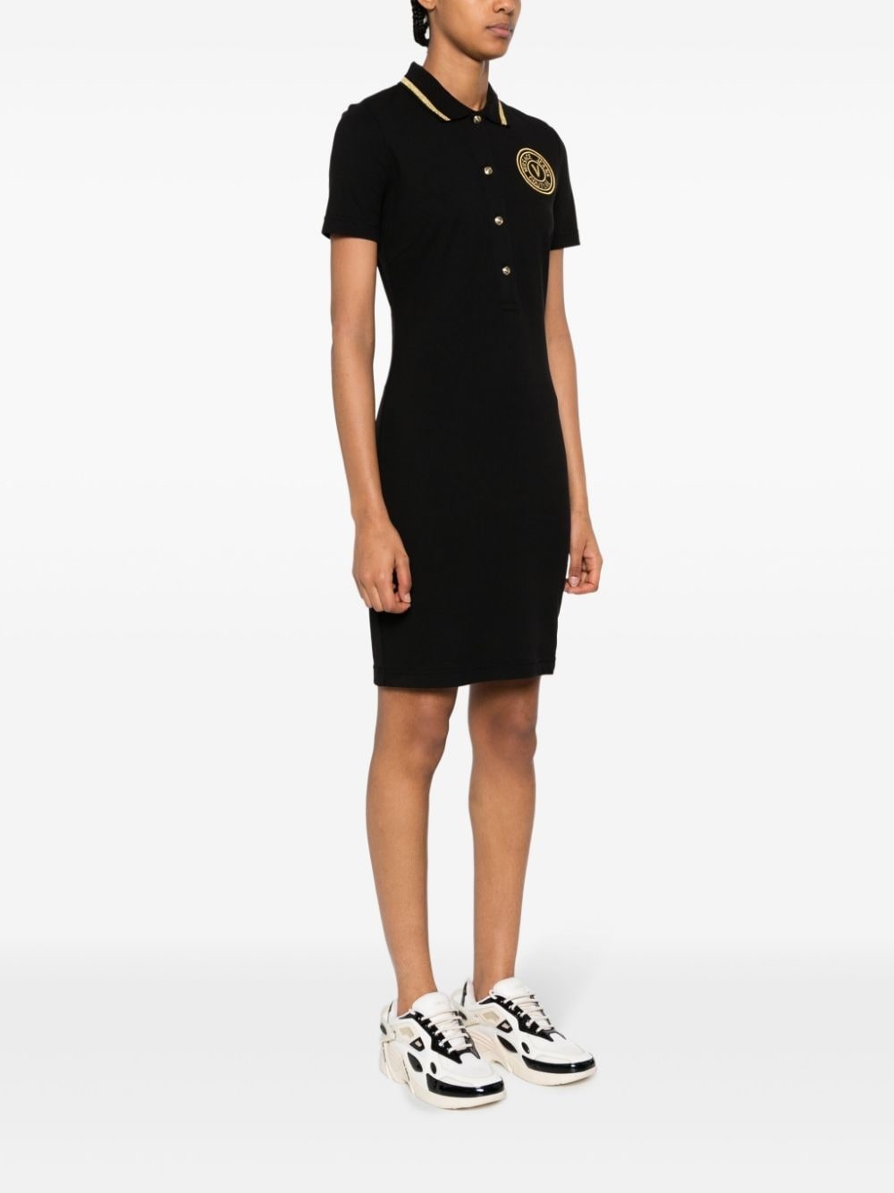 V-Emblem cotton polo minidress - 3