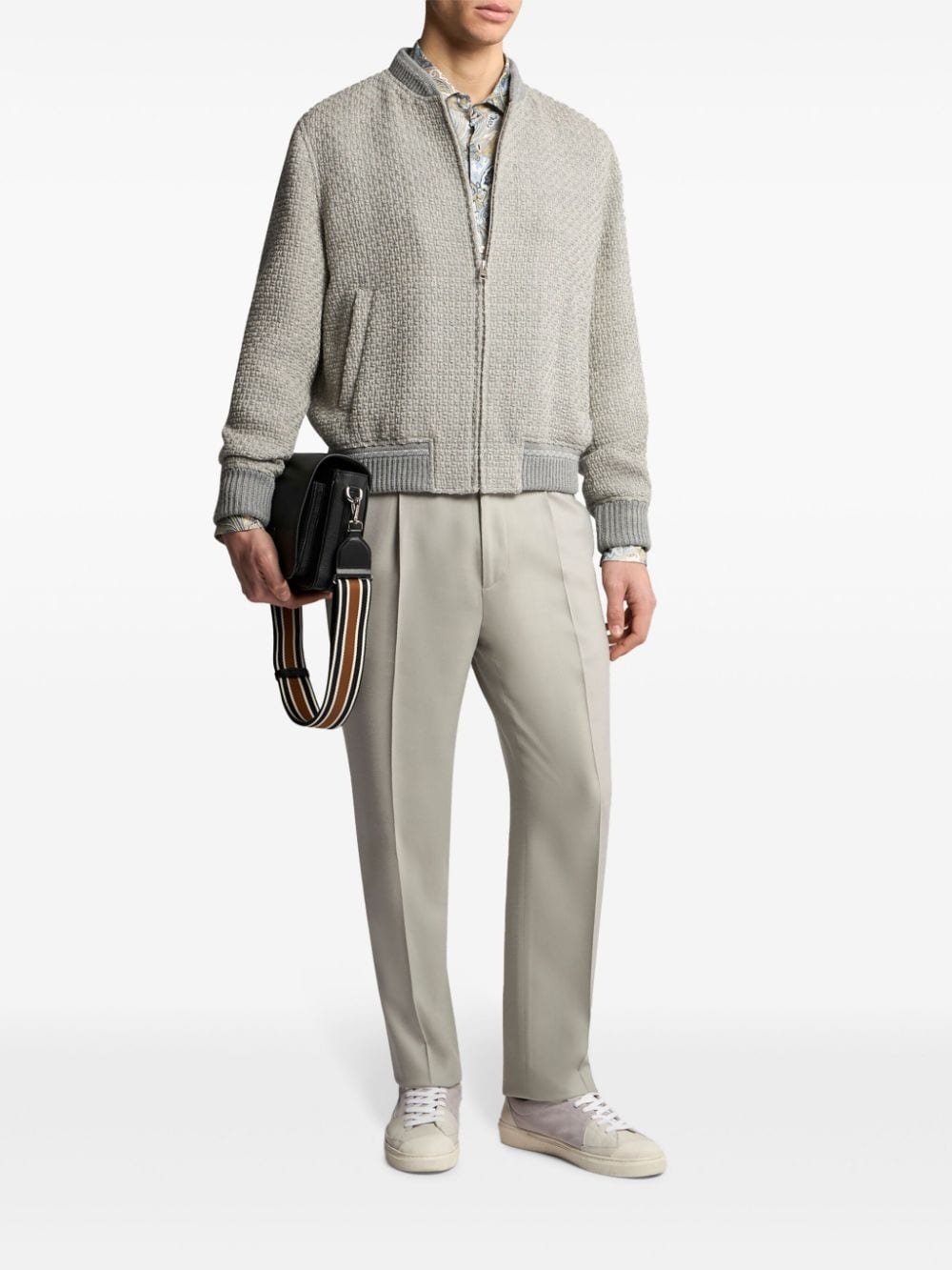 zip-up wool bomber jacket - 2