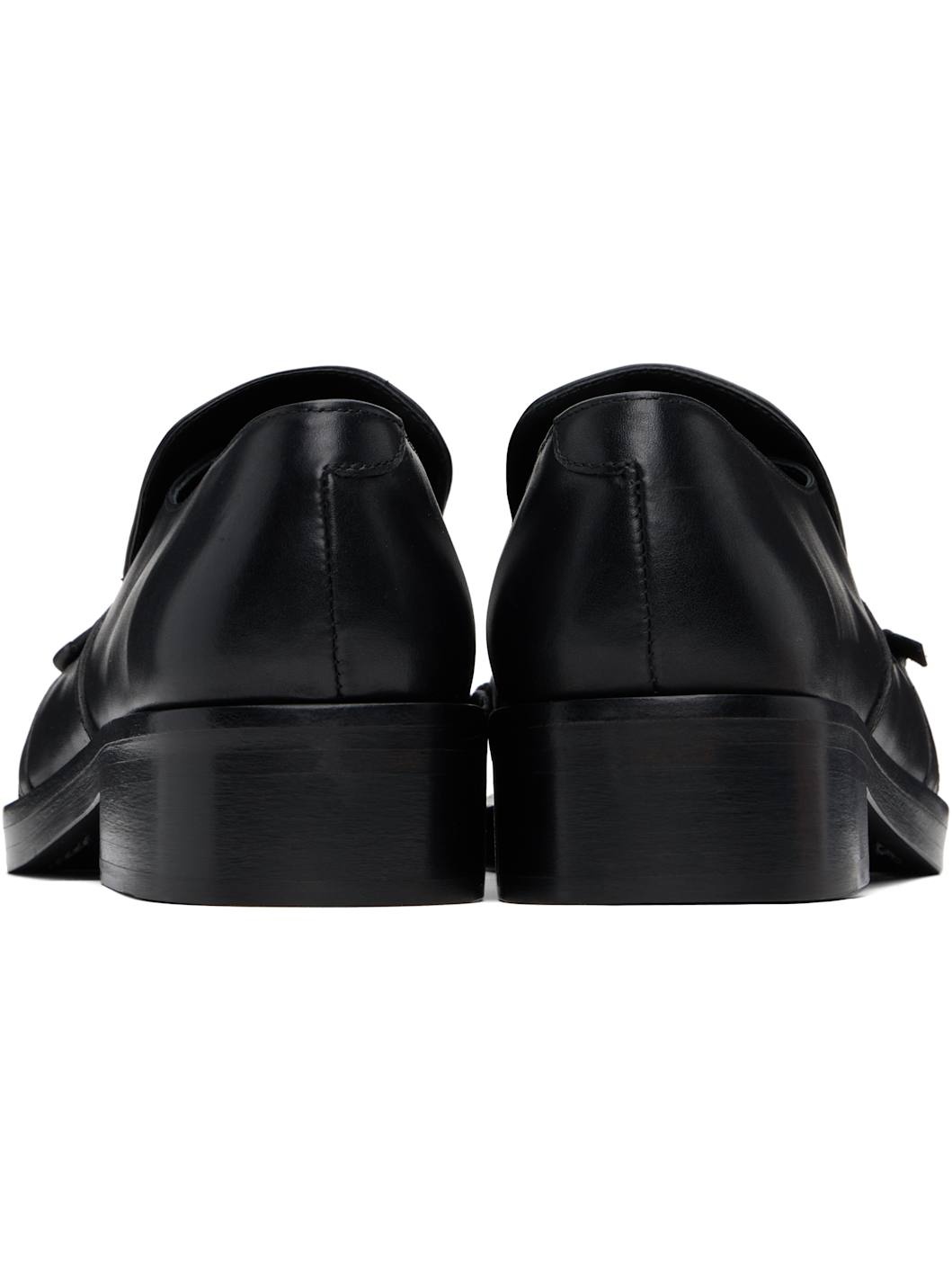 Black Leather Slip-on Loafers - 2