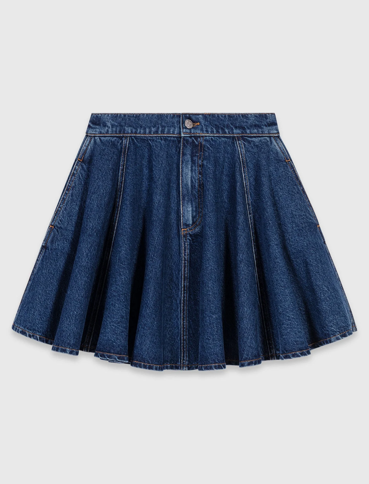 Short flared denim skirt - 1