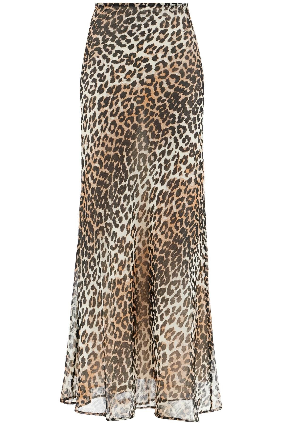 LONG CHIFFON ANIMAL PRINT MAXI SKIRT - 1