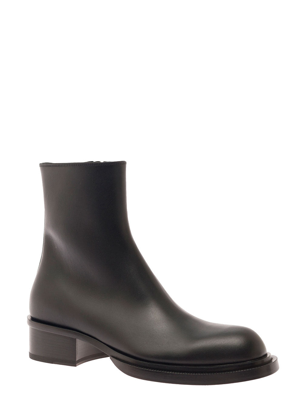 Alexander Mcqueen Men 'Stack' Black Round-Toe Boots In Smooth Leather Man - 2