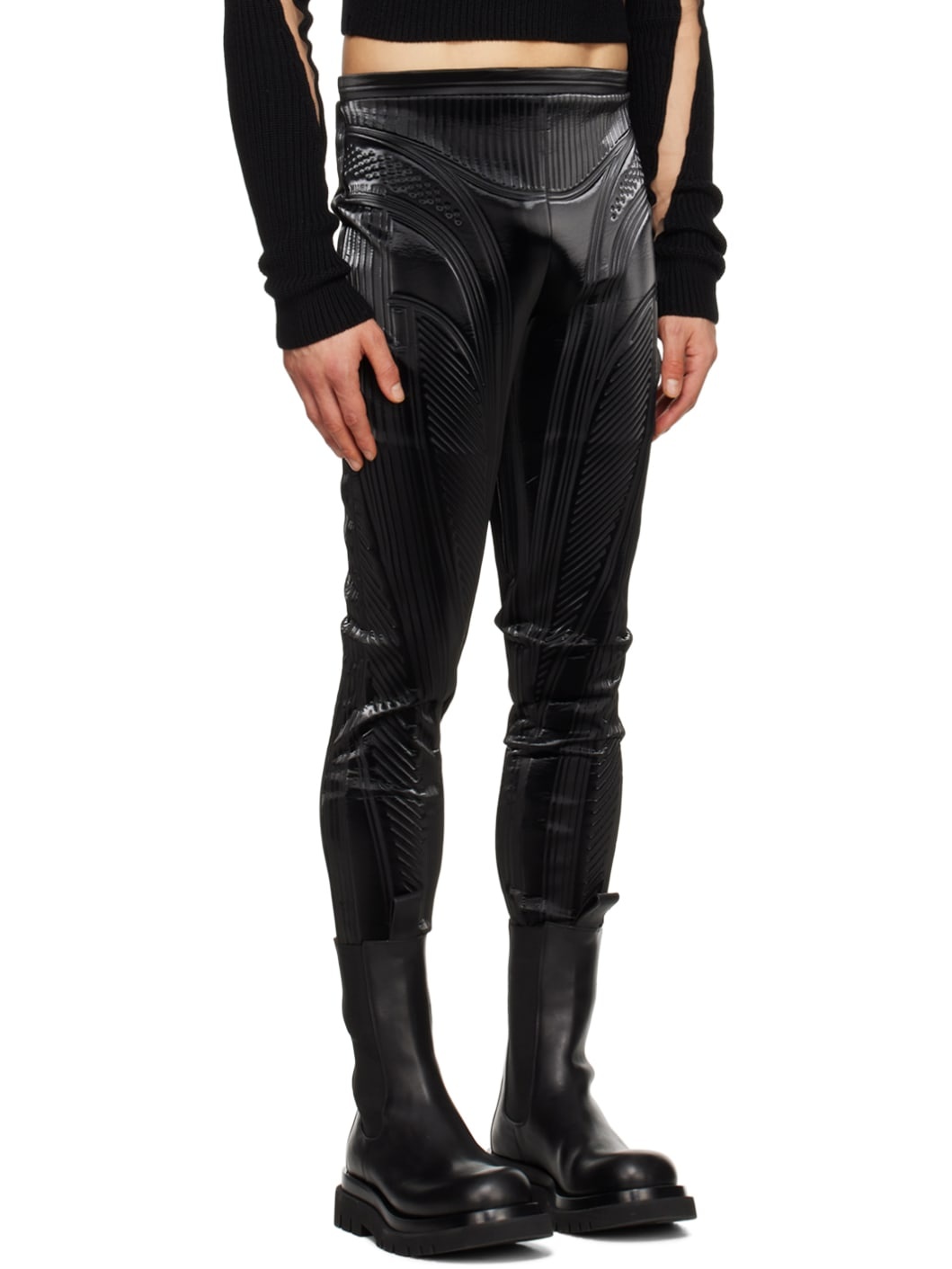 Black Embossed Trousers - 2