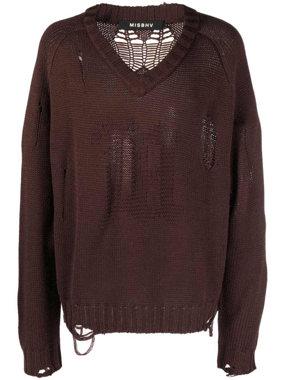 distressed-effect wool-blend jumper - 1