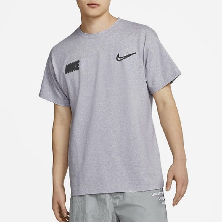 Nike Alphabet Logo Graffiti Round Neck Short Sleeve Gray CW5583-902 - 4