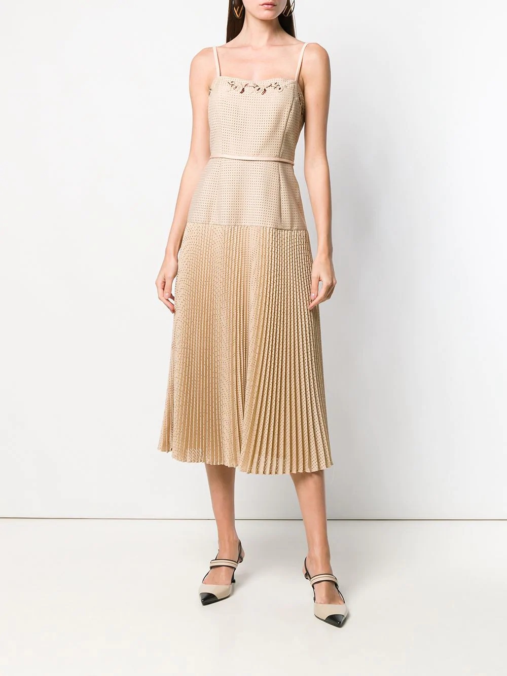 perforated pleated dress - 2