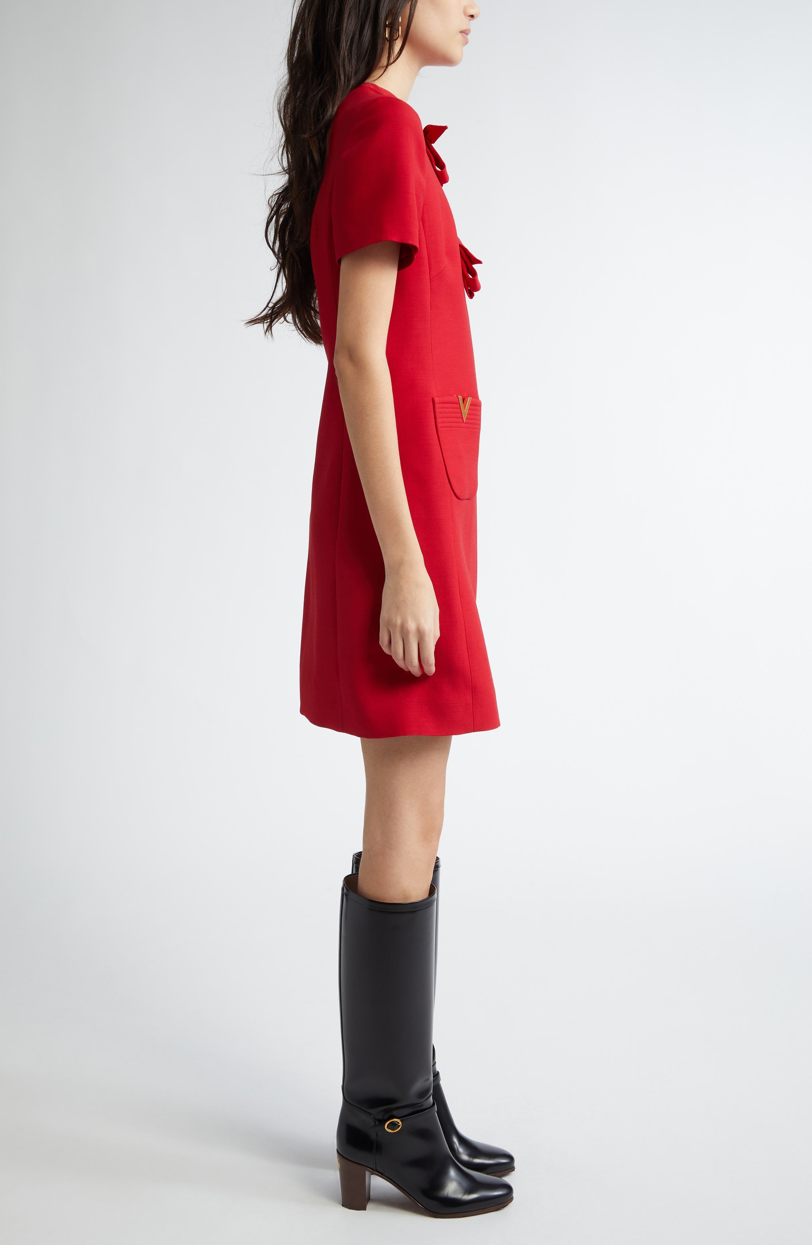 Valentino Garavani Bow Detail Crepe Couture Minidress in Paris at Nordstrom - 3