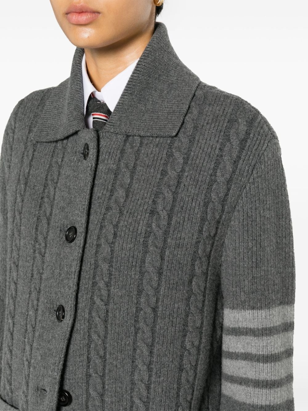 cable-knit bomber jacket - 5