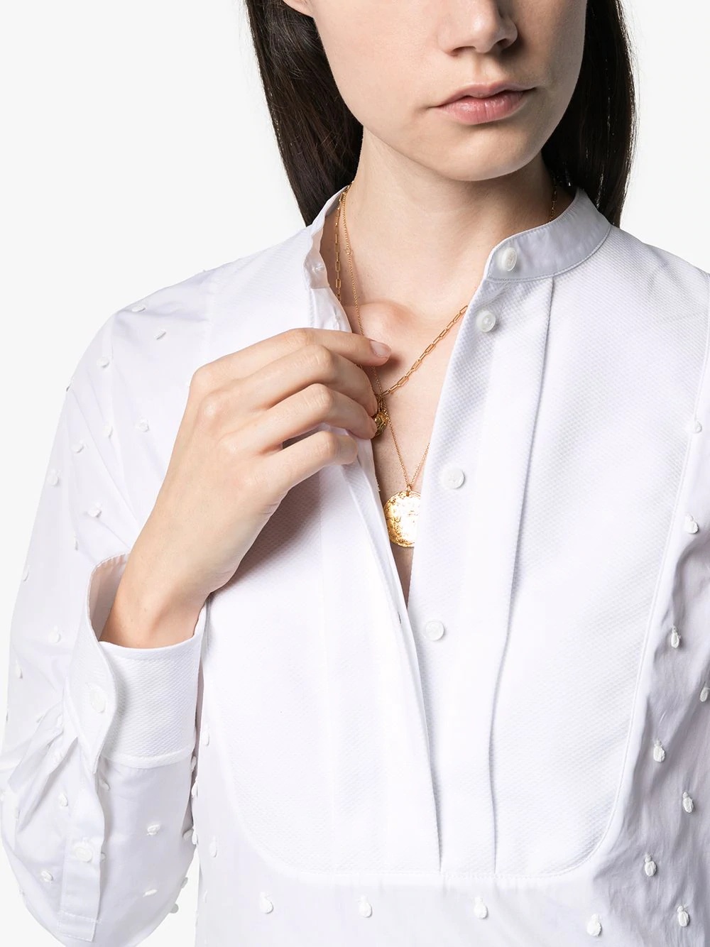 bobble detail poplin shirt - 5