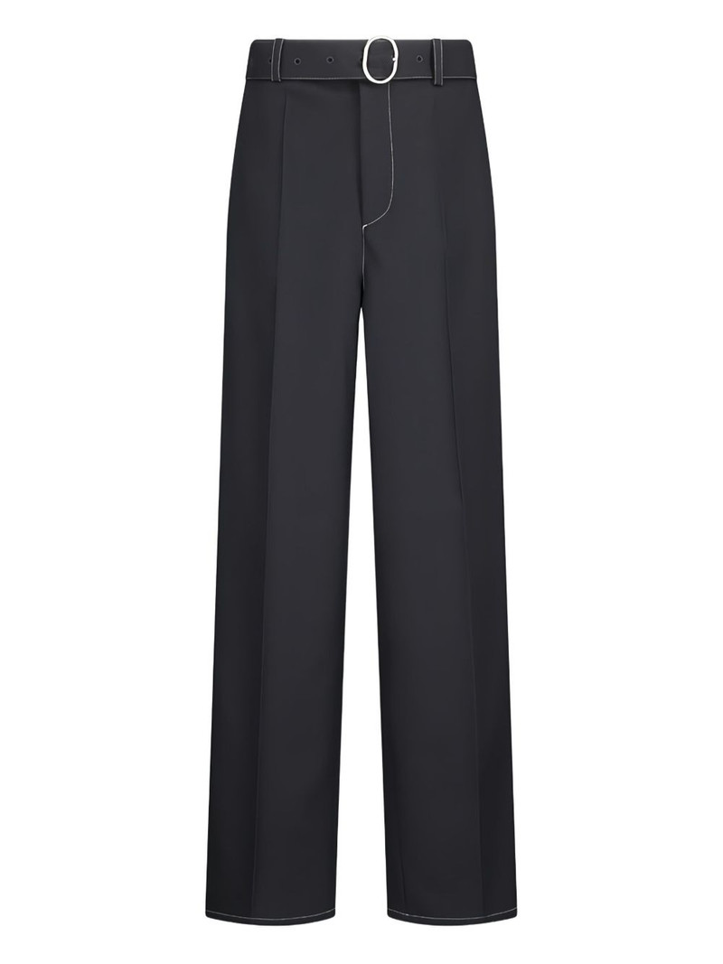 belted contrast-stitching trousers 1