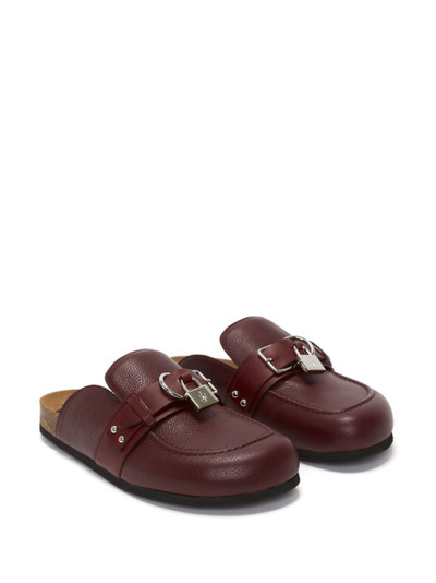 JW Anderson padlock-detail pebbled leather slippers outlook