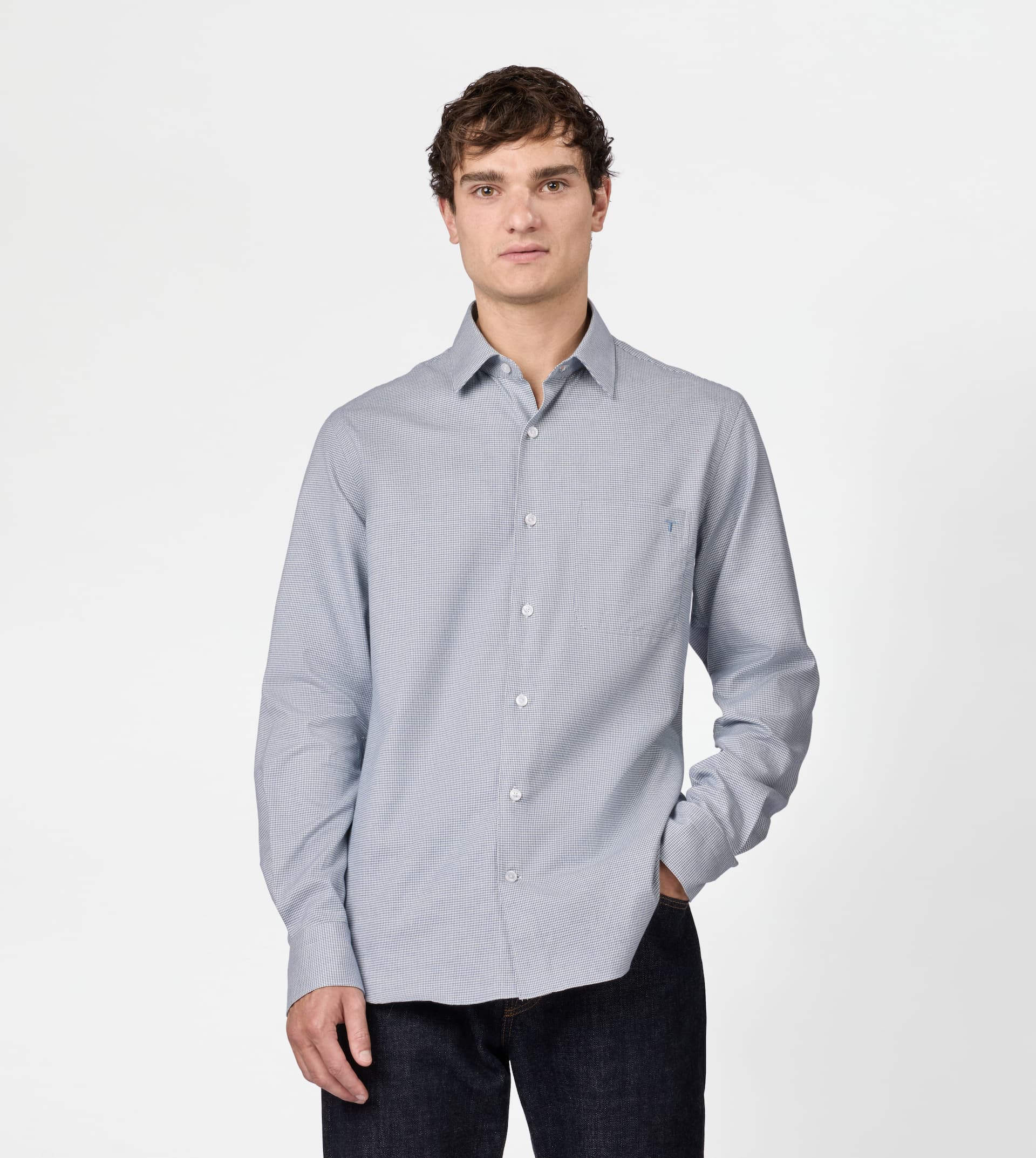 SHIRT IN COTTON - BLUE, WHITE - 3