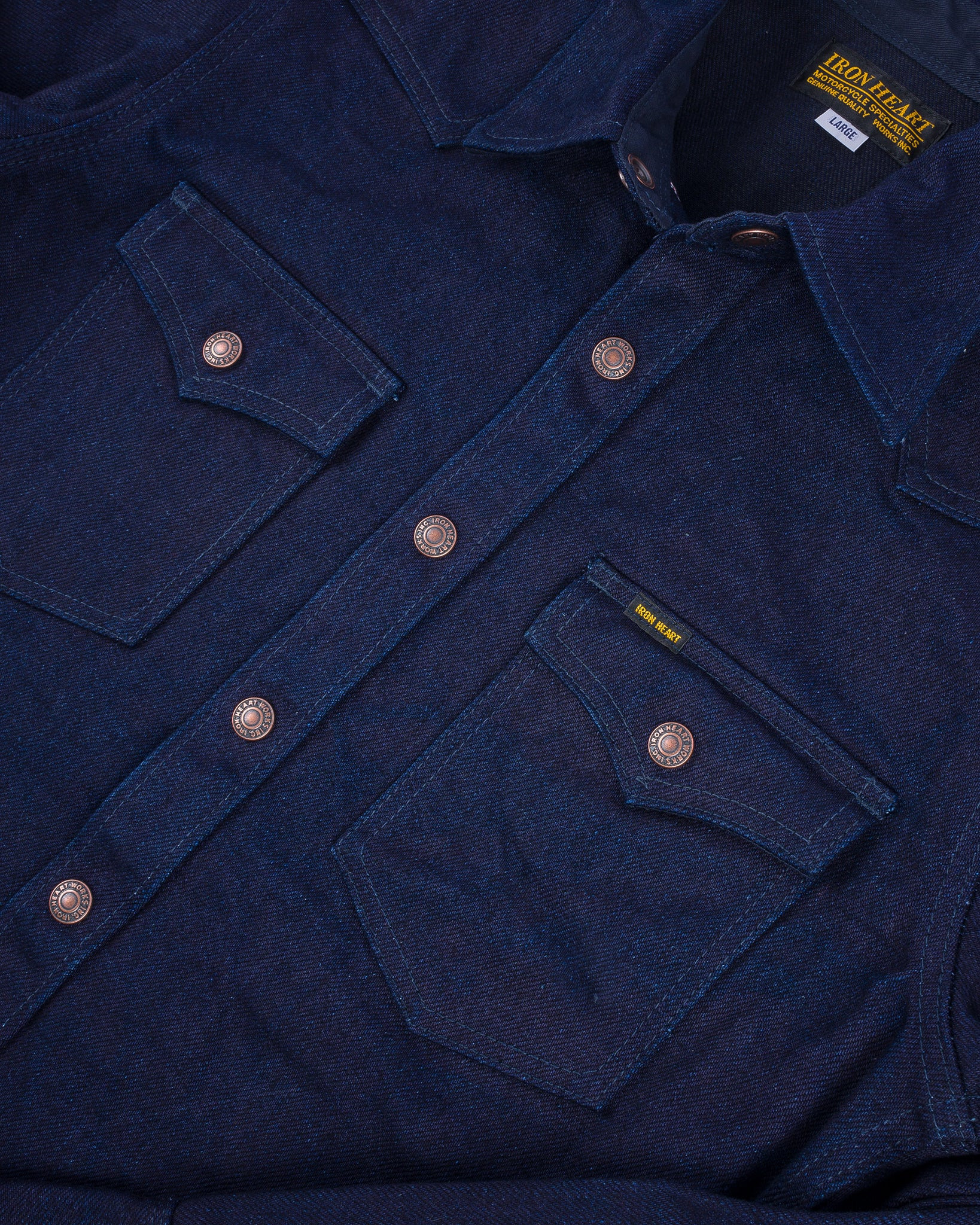 IHSH-409-IB 19oz Selvedge Denim CPO Shirt - Indigo/Black - 9