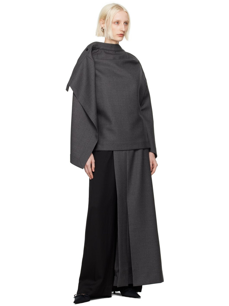 ALAINPAUL Black & Gray Open Tailored Skirt Top outlook