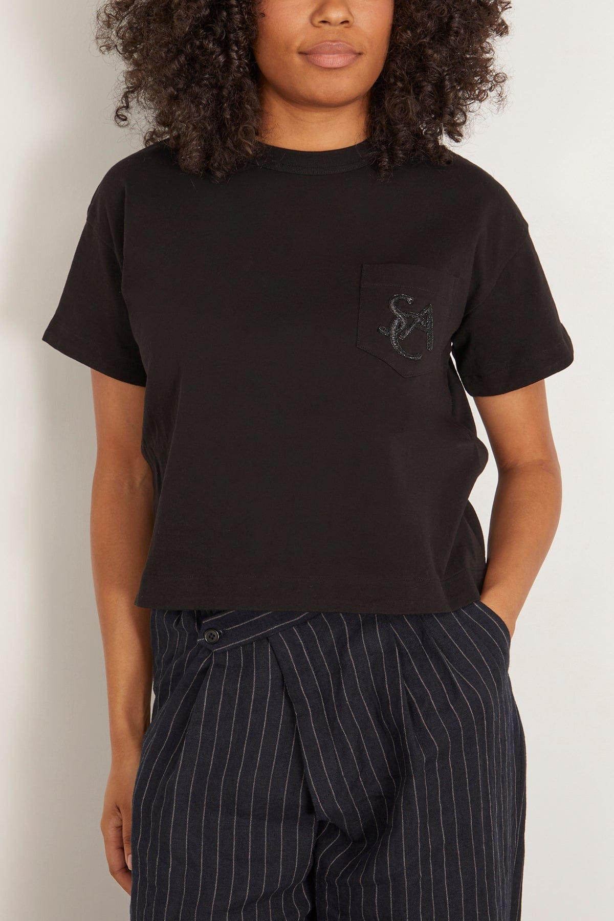 Emblem Cotton Jersey T-Shirt in Black - 3