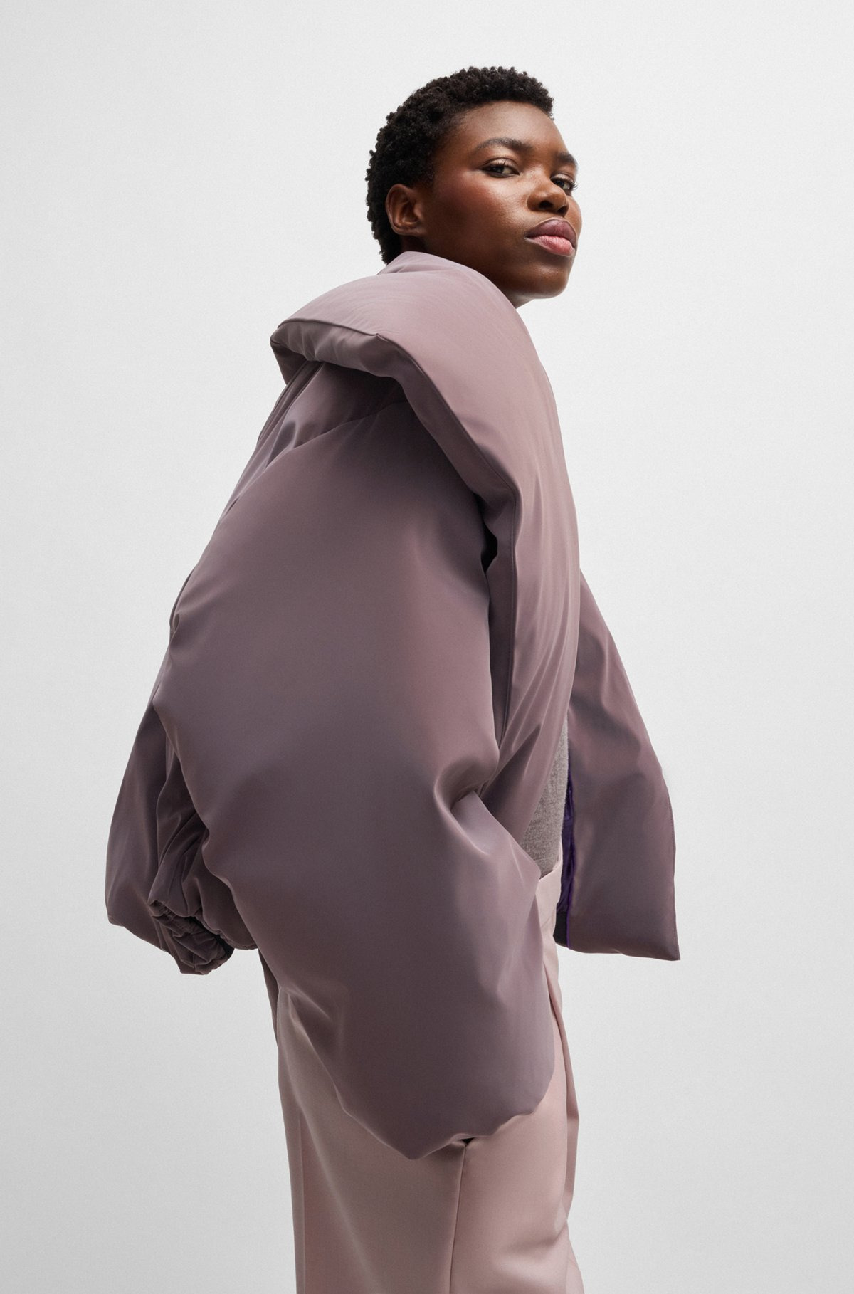 NAOMI X BOSS CROPPED DOWN JACKET IN VELVET-TOUCH FABRIC - 6