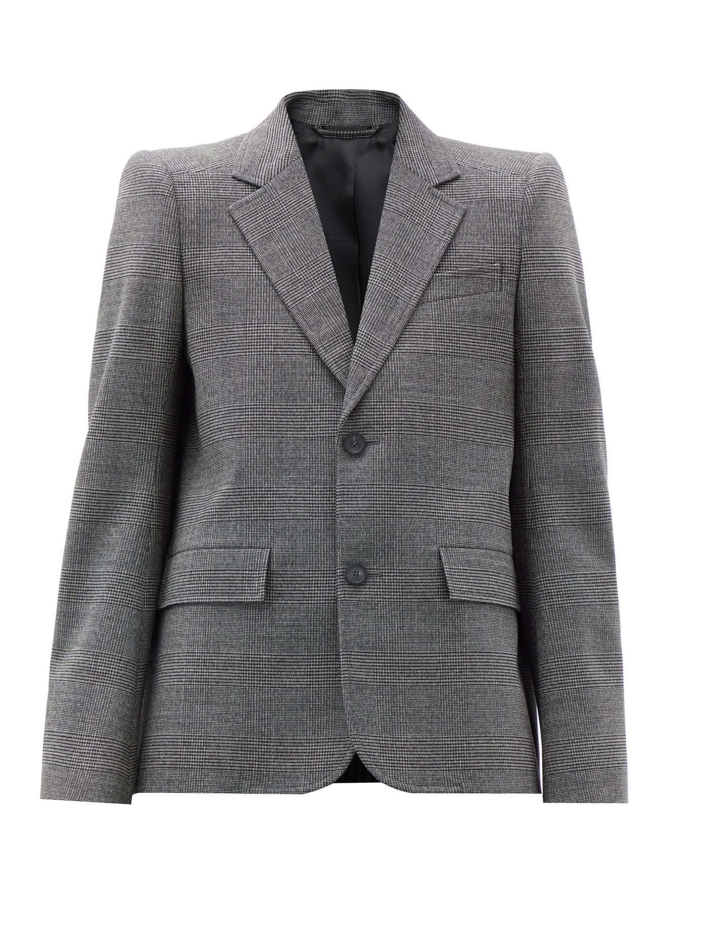 Single-breasted check wool jacket - 1