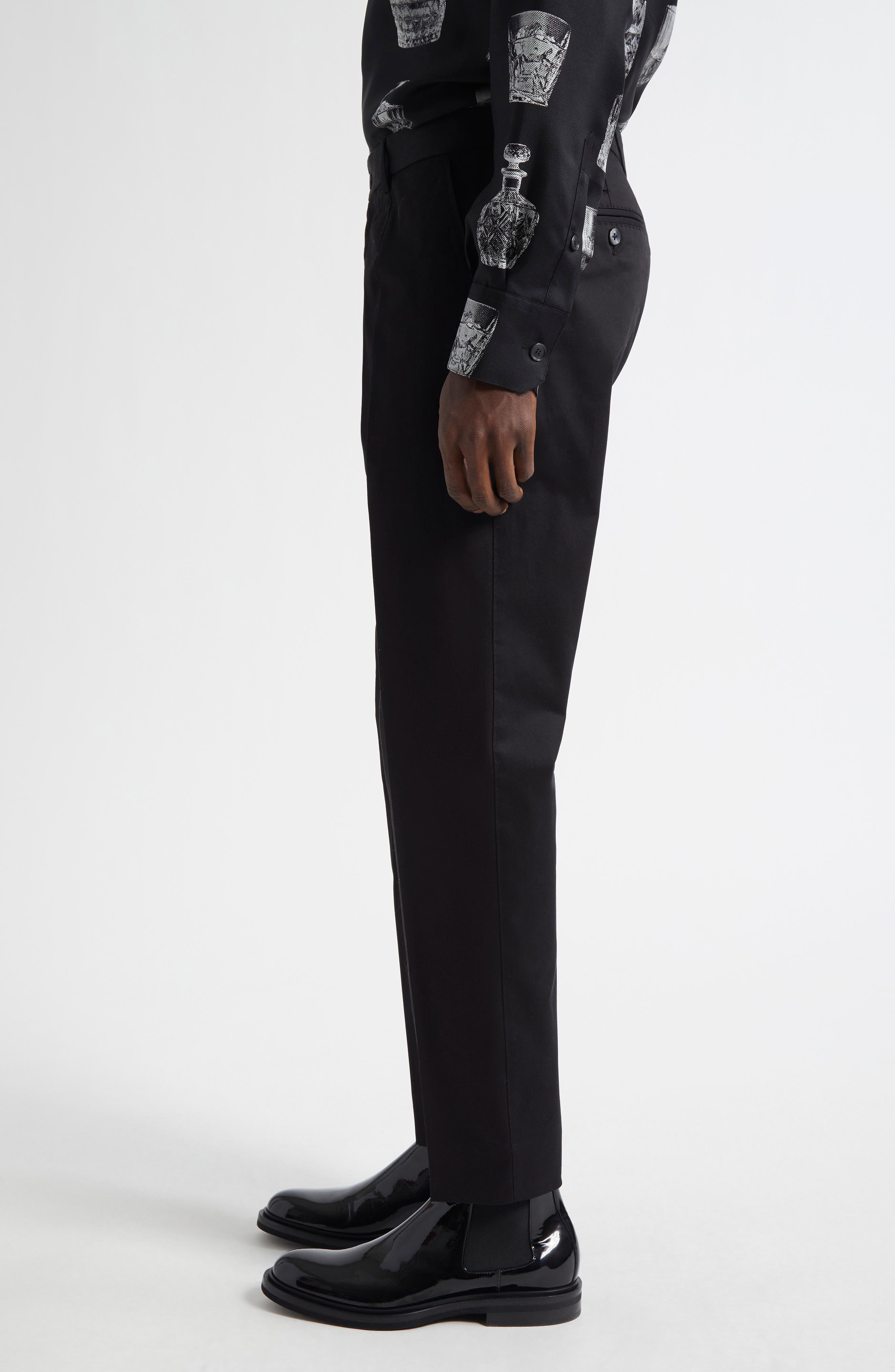Dolce&Gabbana Stretch Cotton Straight Leg Pants in N0000 Nero at Nordstrom - 4