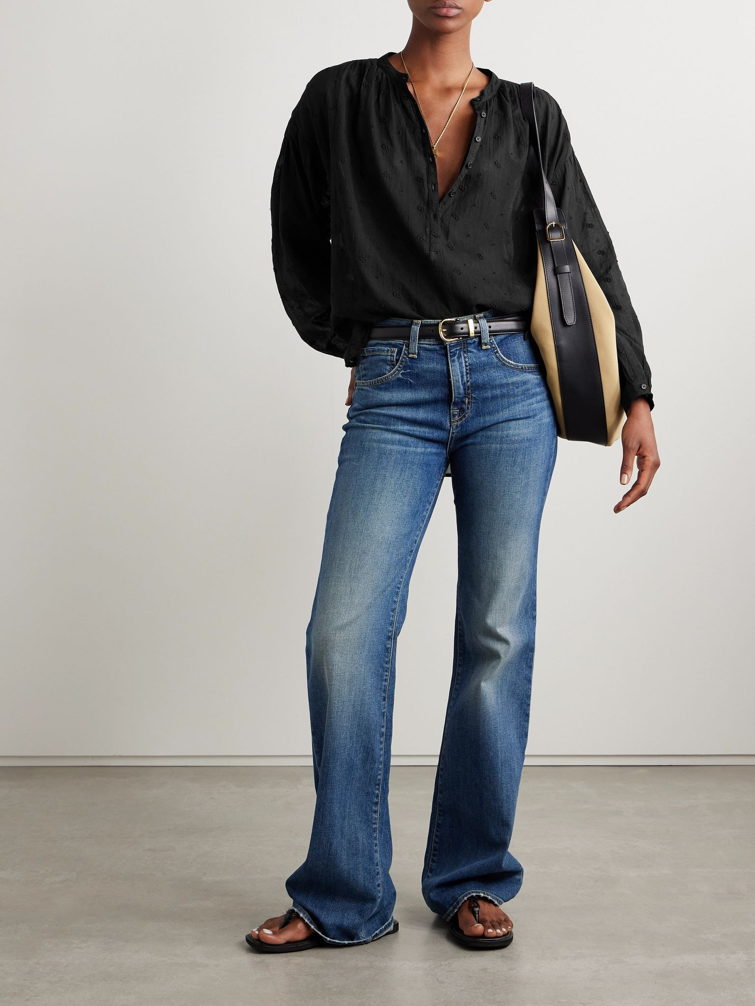 Neville embroidered cotton-voile blouse Black - 2