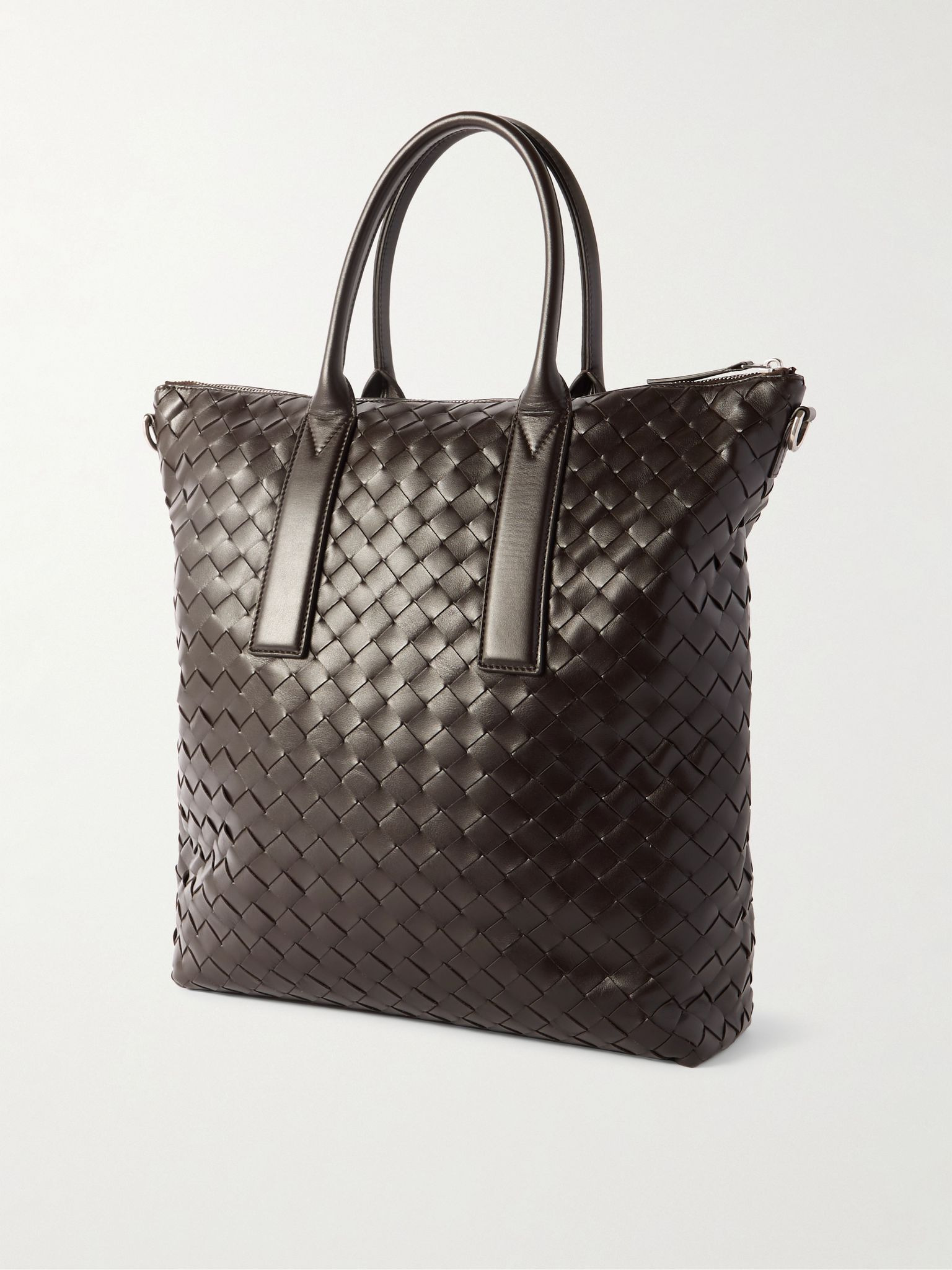 N/S Intrecciato Leather Tote Bag Brown - 3