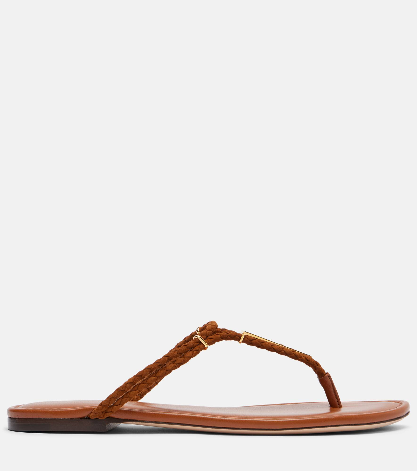Braided leather thong sandals - 4