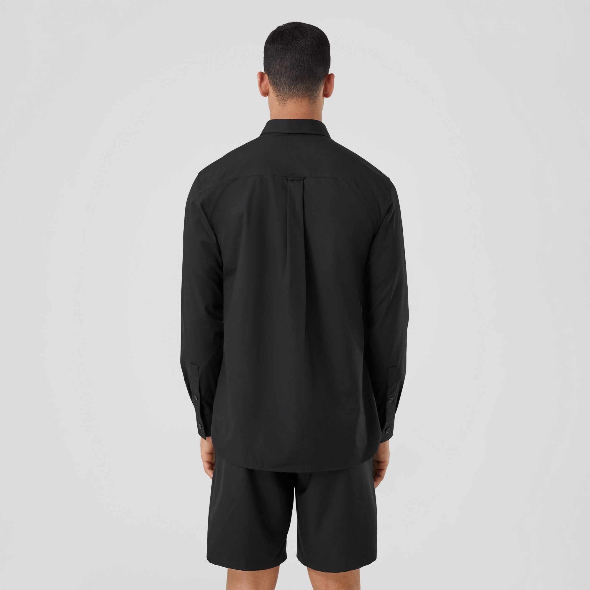 Embroidered Oak Leaf Crest Stretch Cotton Shirt - 3